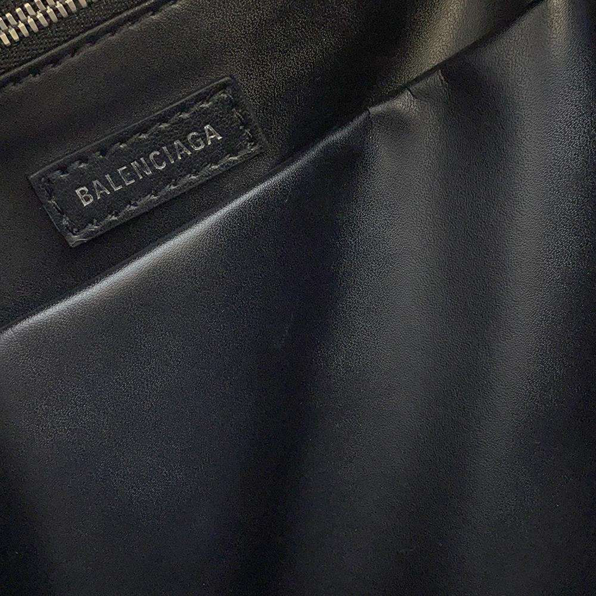 Balenciaga Black Embossed Leather Everyday Backpack
