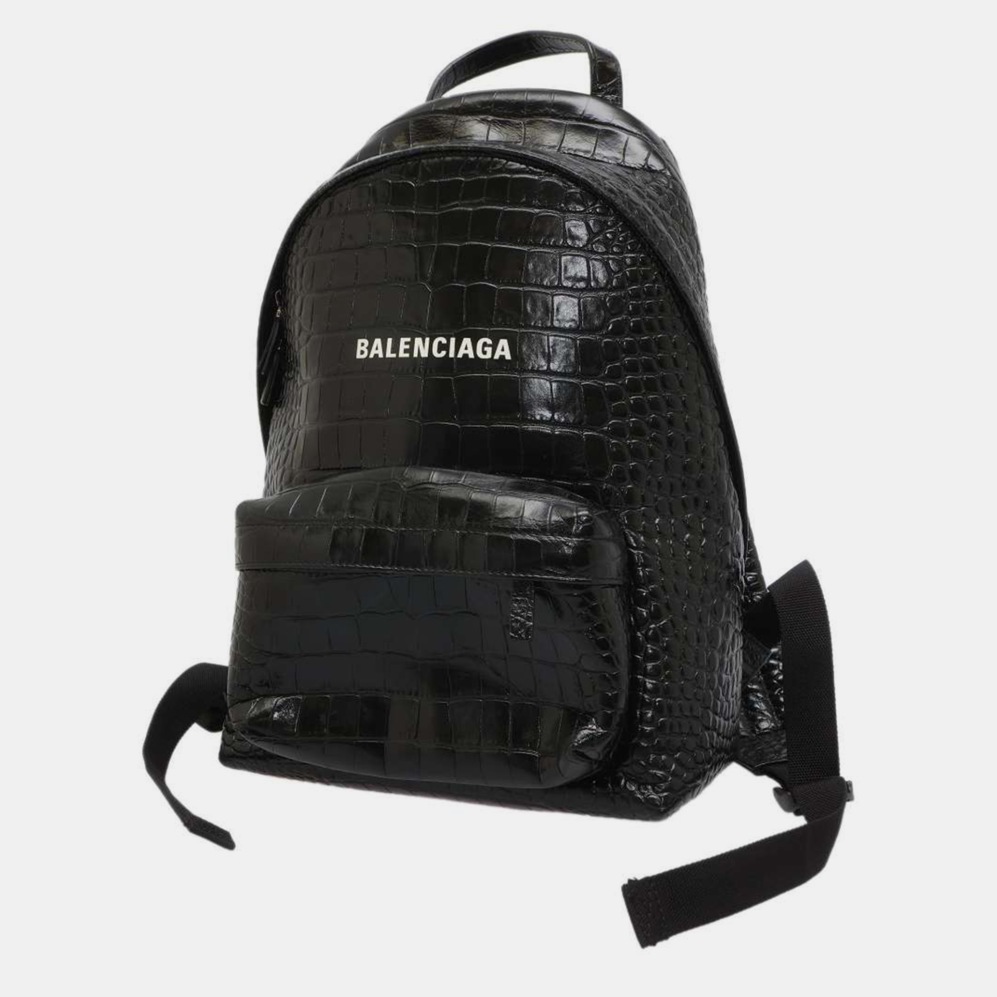 Balenciaga Black Embossed Leather Everyday Backpack