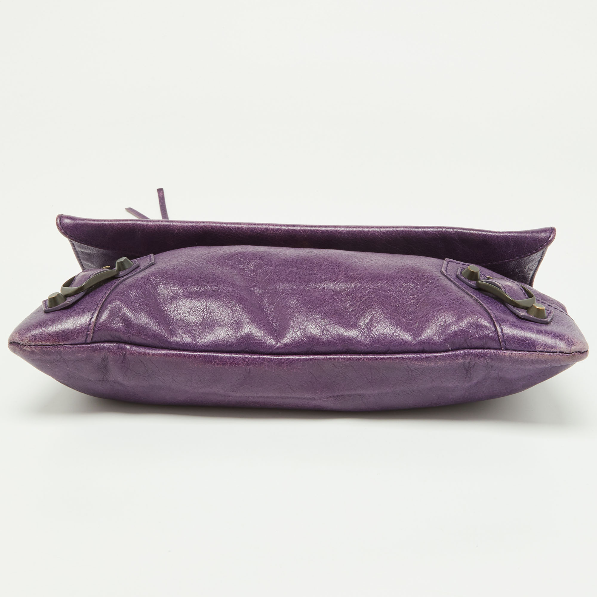 Balenciaga Purple Leather Classic Envelope Clutch