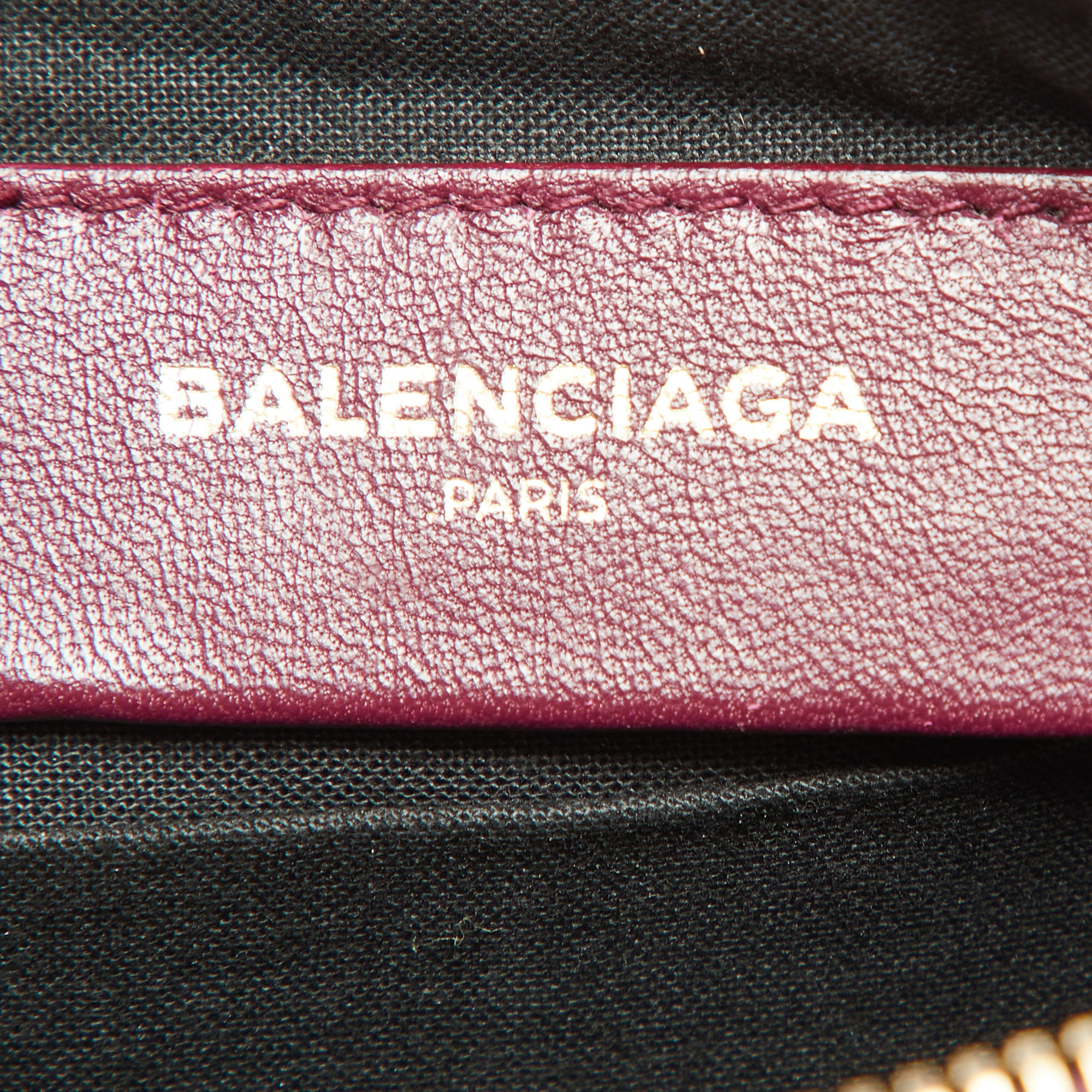 Balenciaga Bordeaux Croc Embossed Leather Zipper Clutch