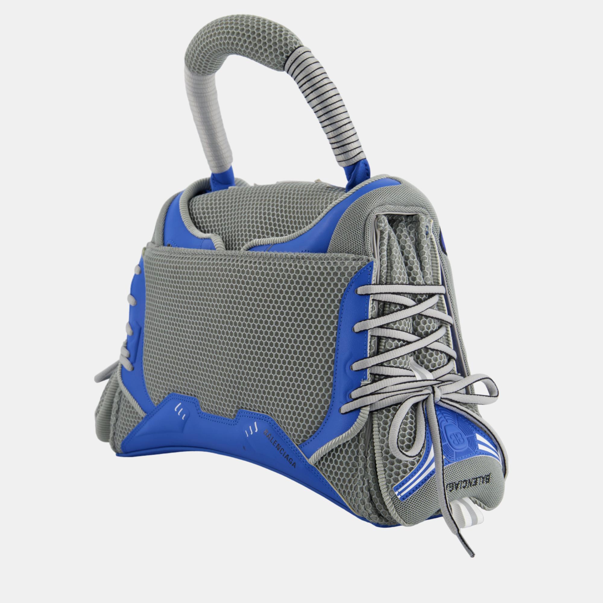 Balenciaga Blue And Grey Sneaker Head Hourglass Bag With Blue Hardware