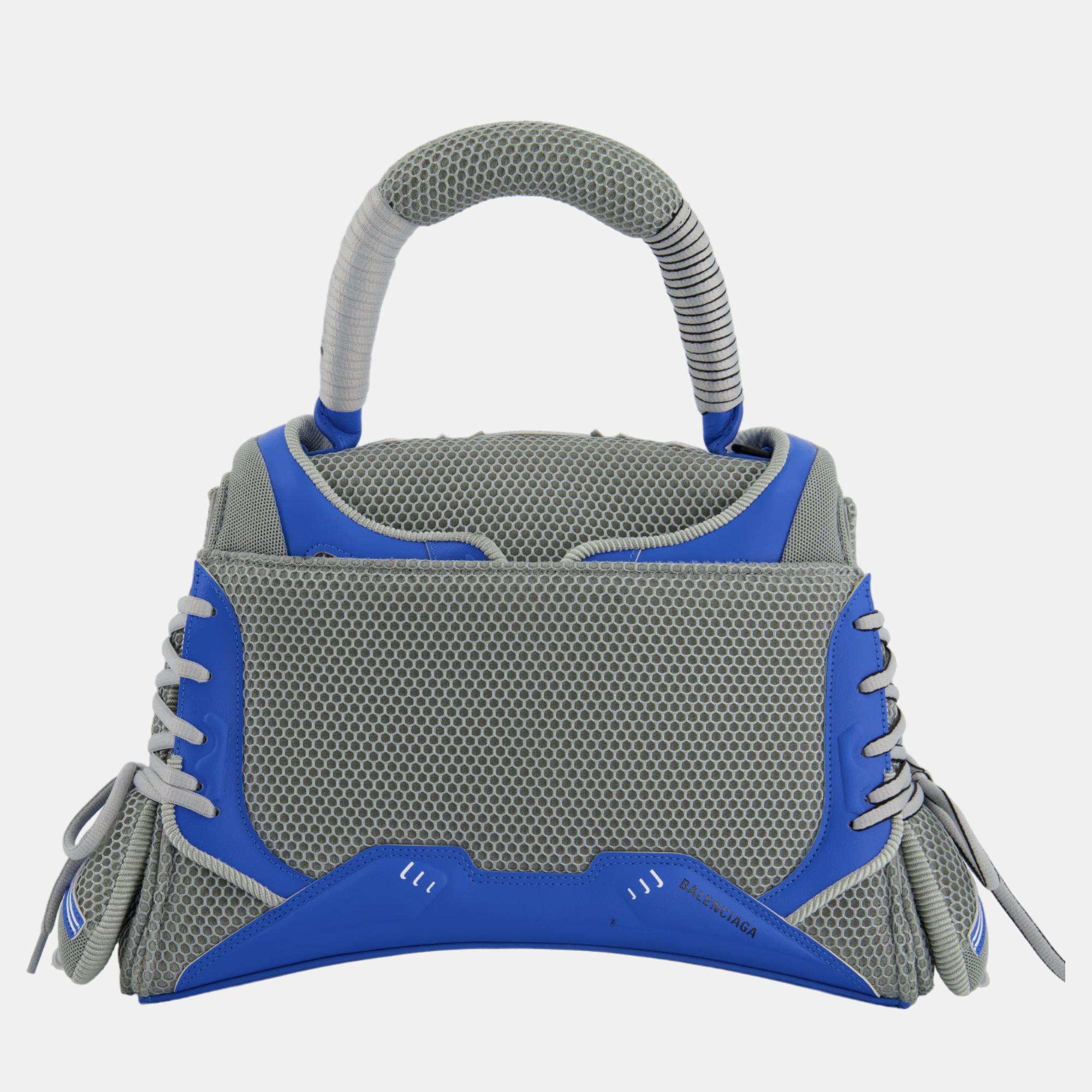 Balenciaga Blue And Grey Sneaker Head Hourglass Bag With Blue Hardware