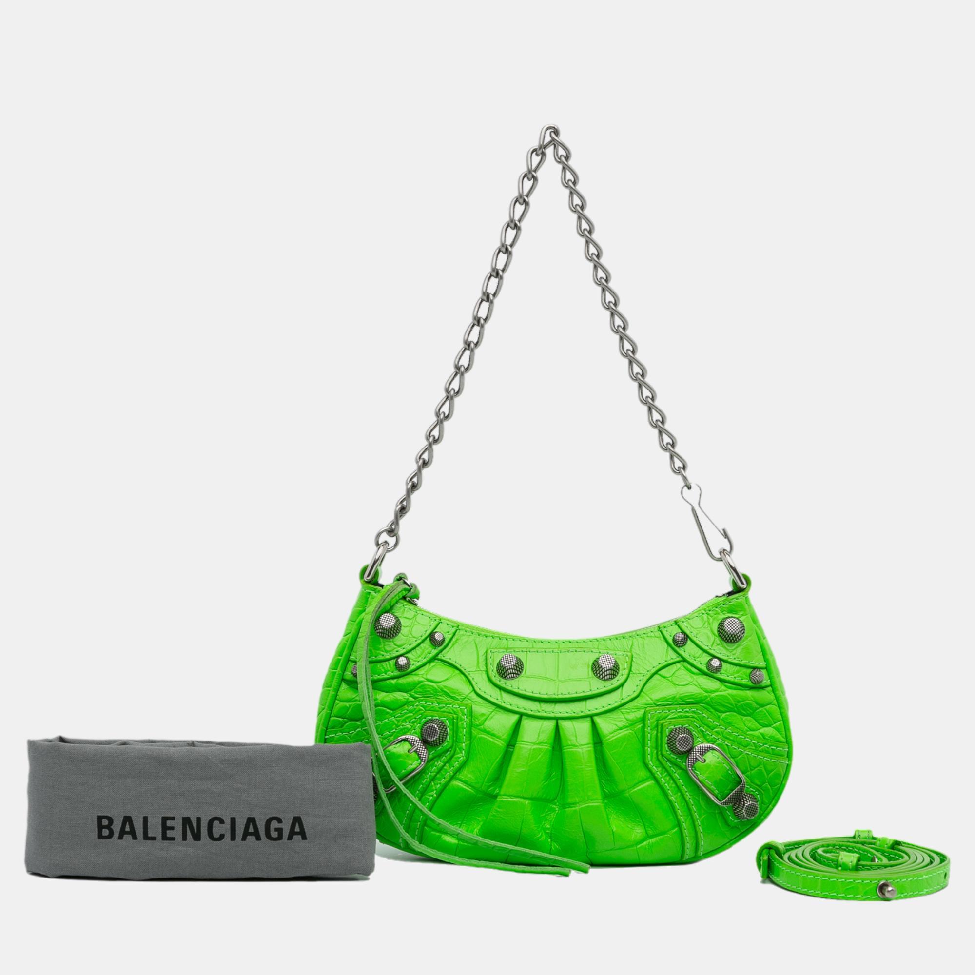 Balenciaga Green Mini Embossed Le Cagole