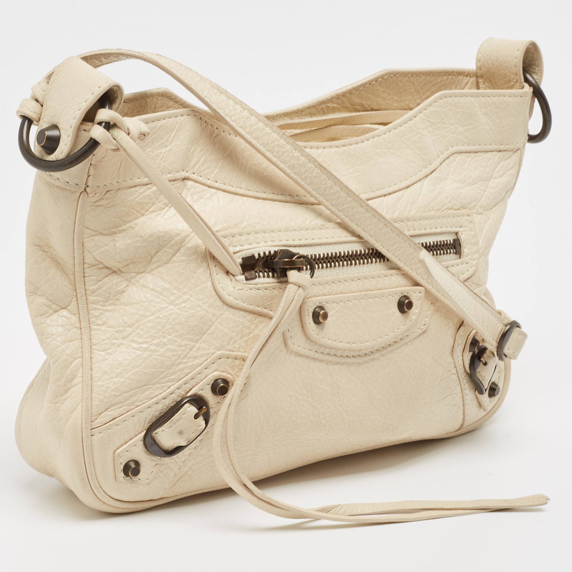 Balenciaga Cream Leather Classic Hip Crossbody Bag