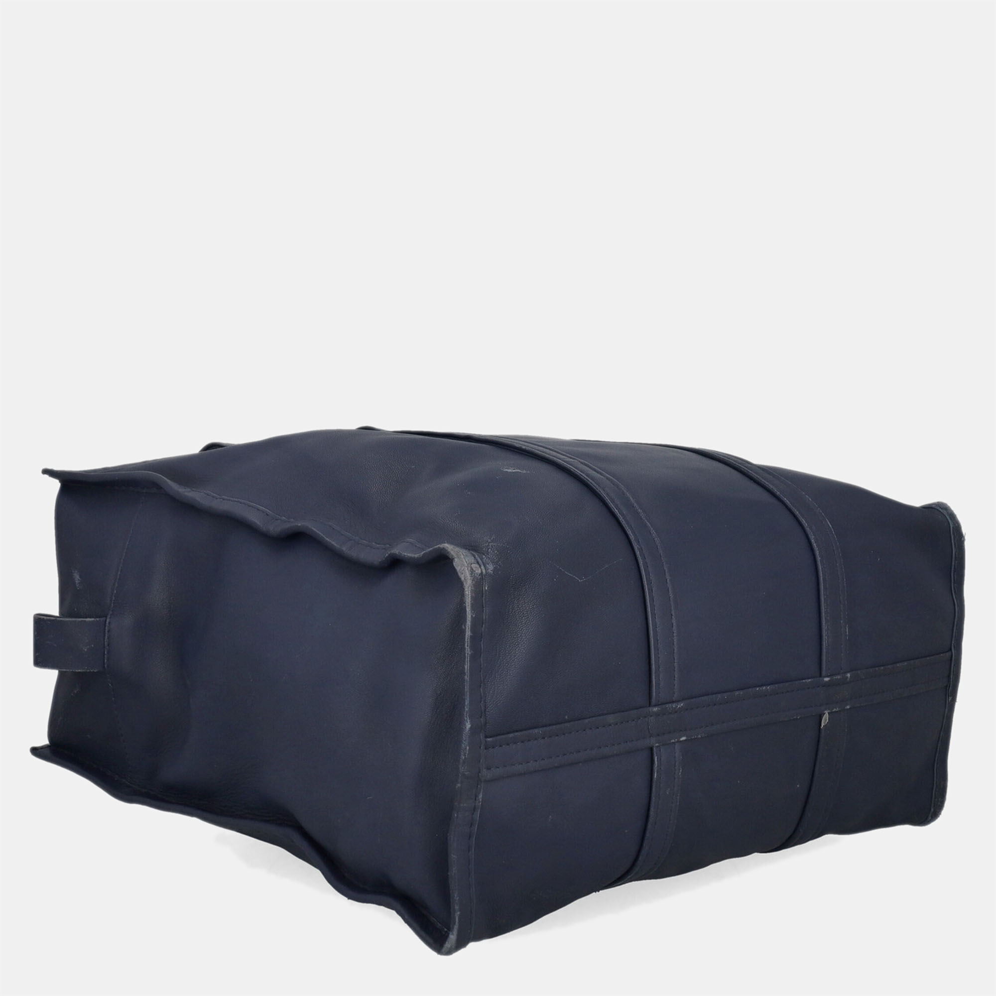 Balenciaga Bazaar -  Women's Leather Tote Bag - Navy - One Size