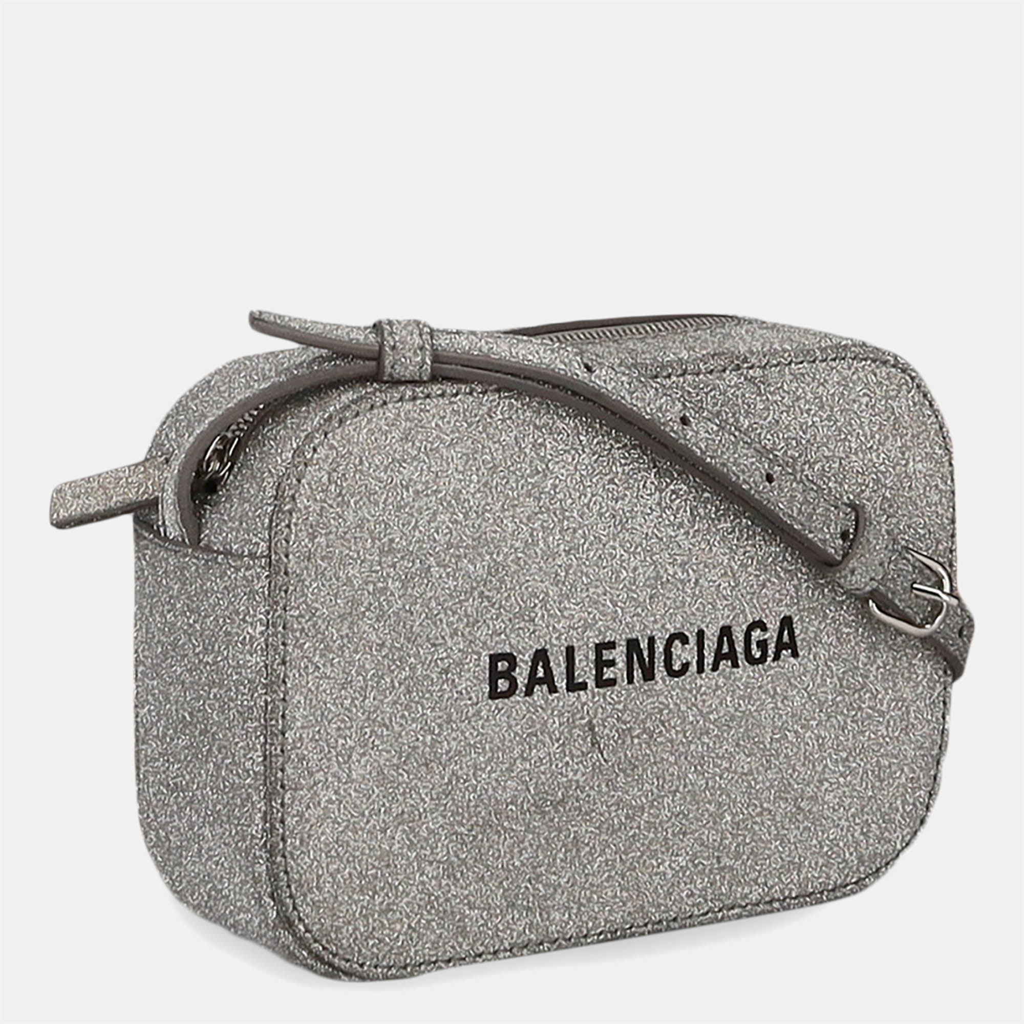 Balenciaga  Women's Synthetic Fibers Cross Body Bag - Silver - One Size