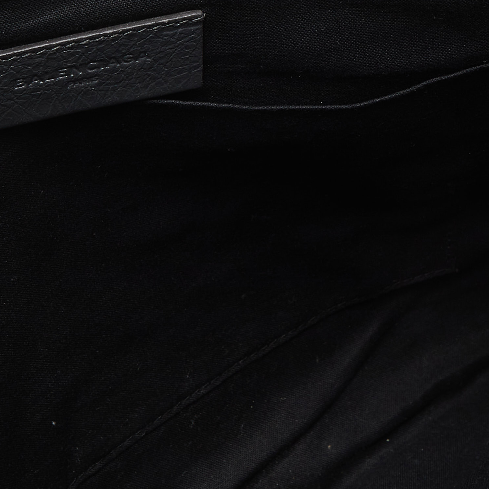 Balenciaga Grey Leather Classic Hardware Zip Pouch