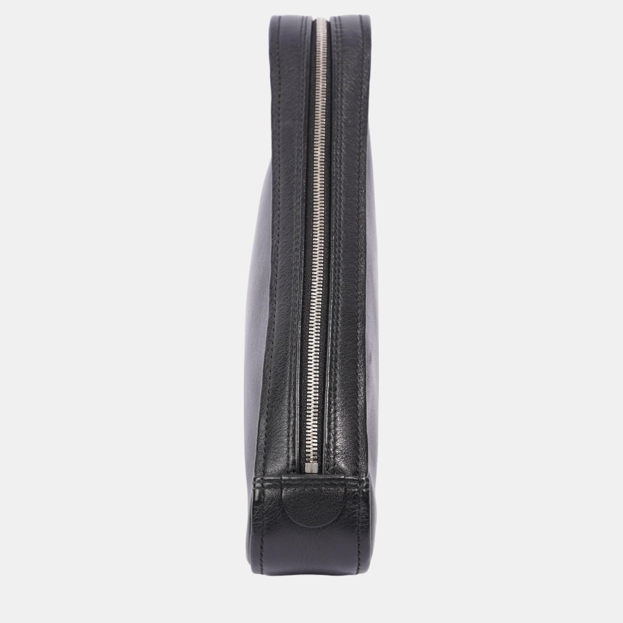 Balenciaga Triangle Pouch Black Leather Medium