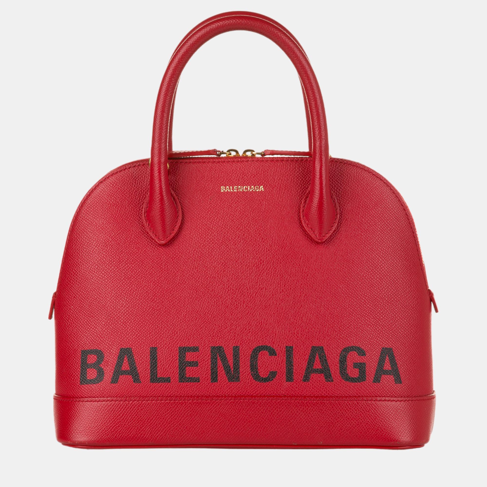 Balenciaga Red Ville Leather Satchel