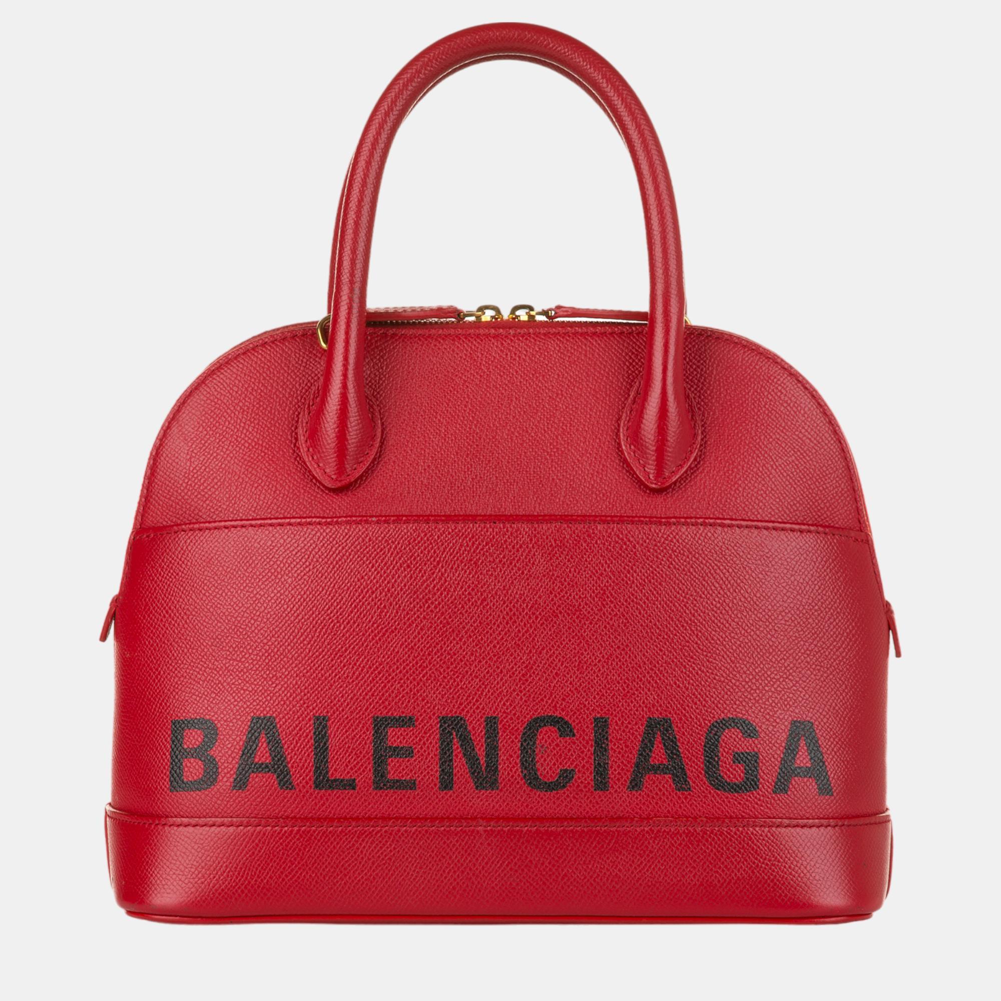 Balenciaga Red Ville Leather Satchel