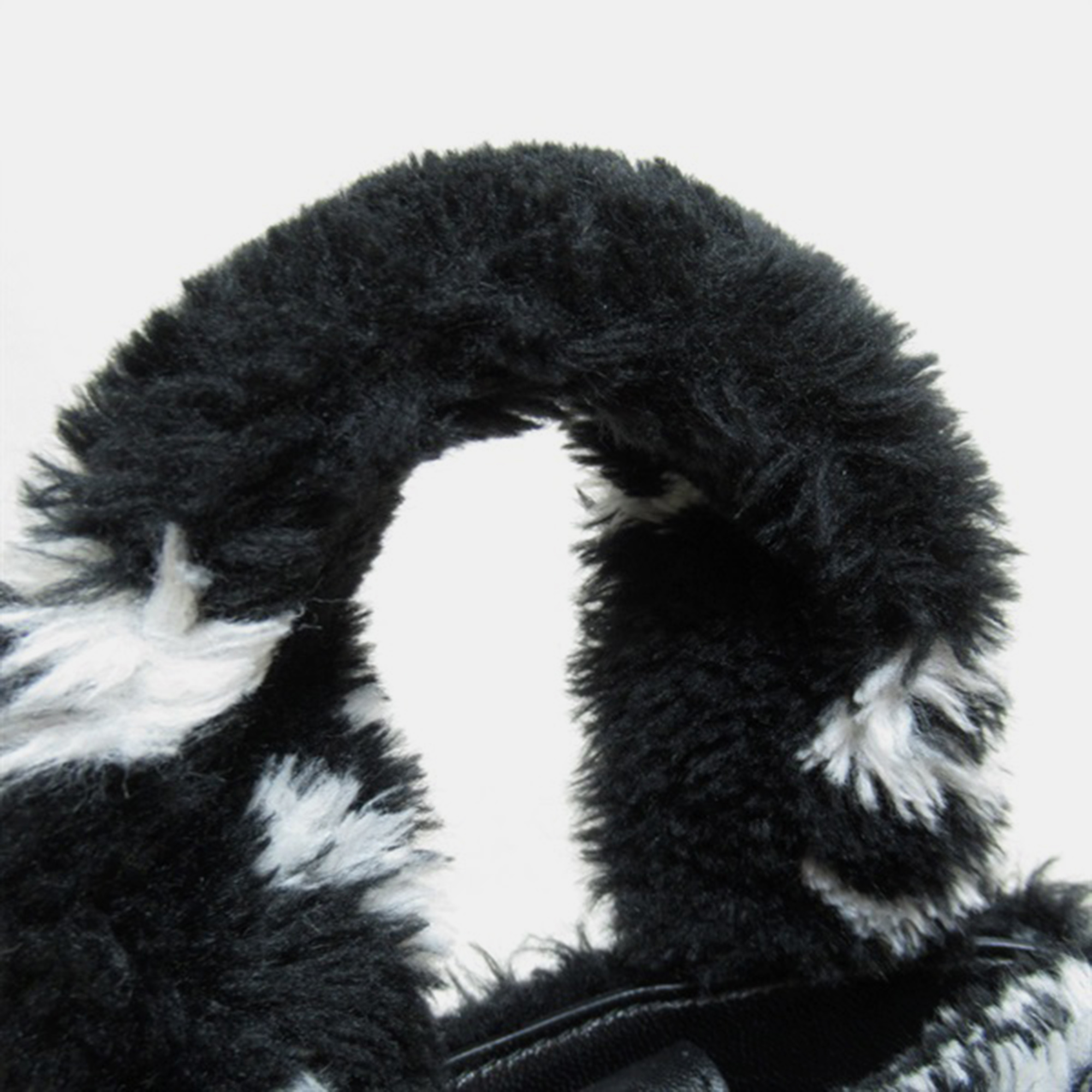 Balenciaga Black Faux Fur Everyday Phone Holder Tote Bag