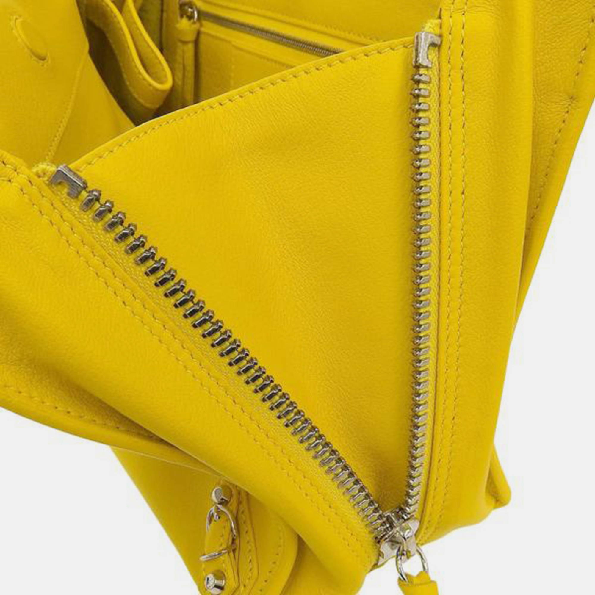 Balenciaga Yellow Leather Mini Papier A6 Zip Around Tote Bag