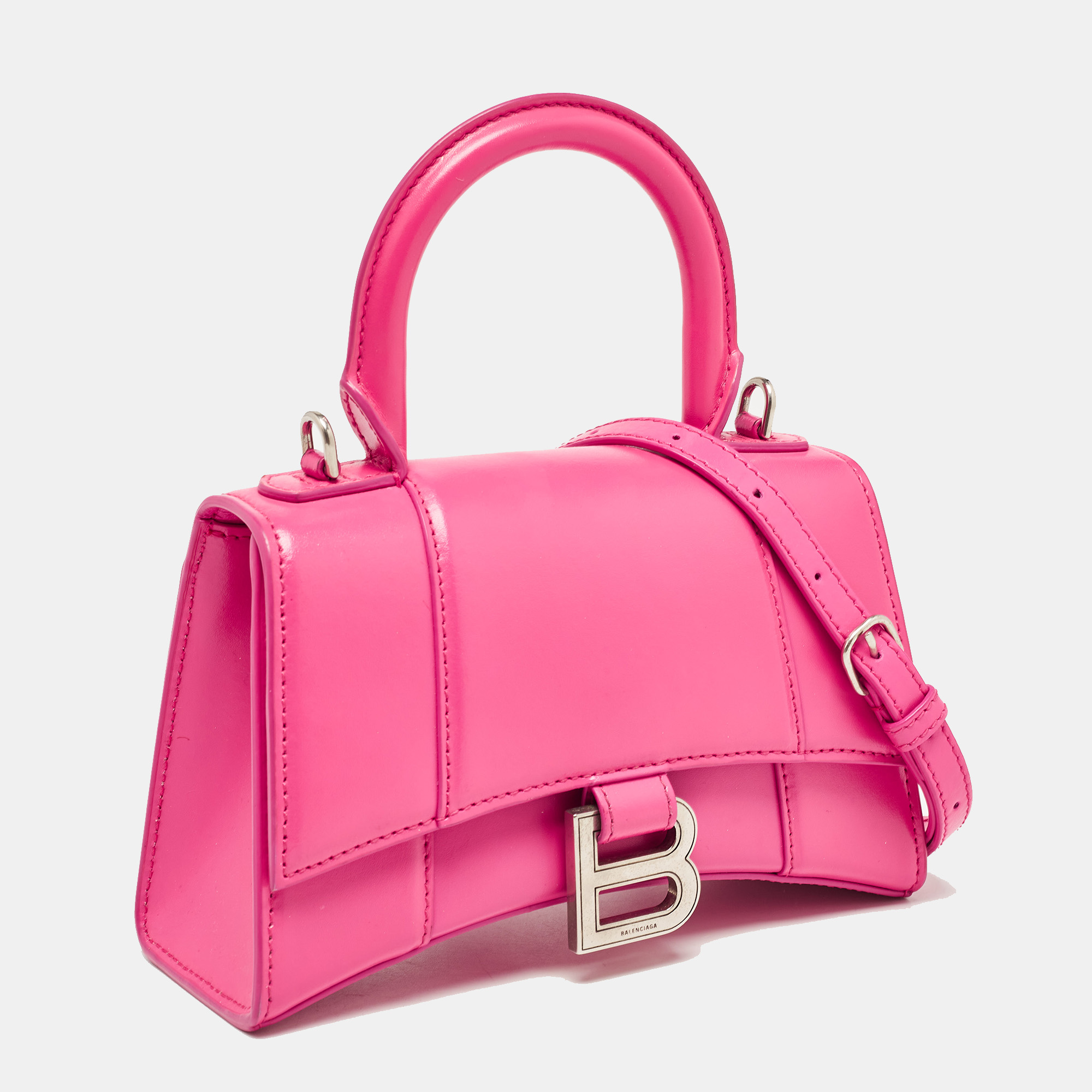 Balenciaga Pink Leather XS Hourglass Top Handle Bag