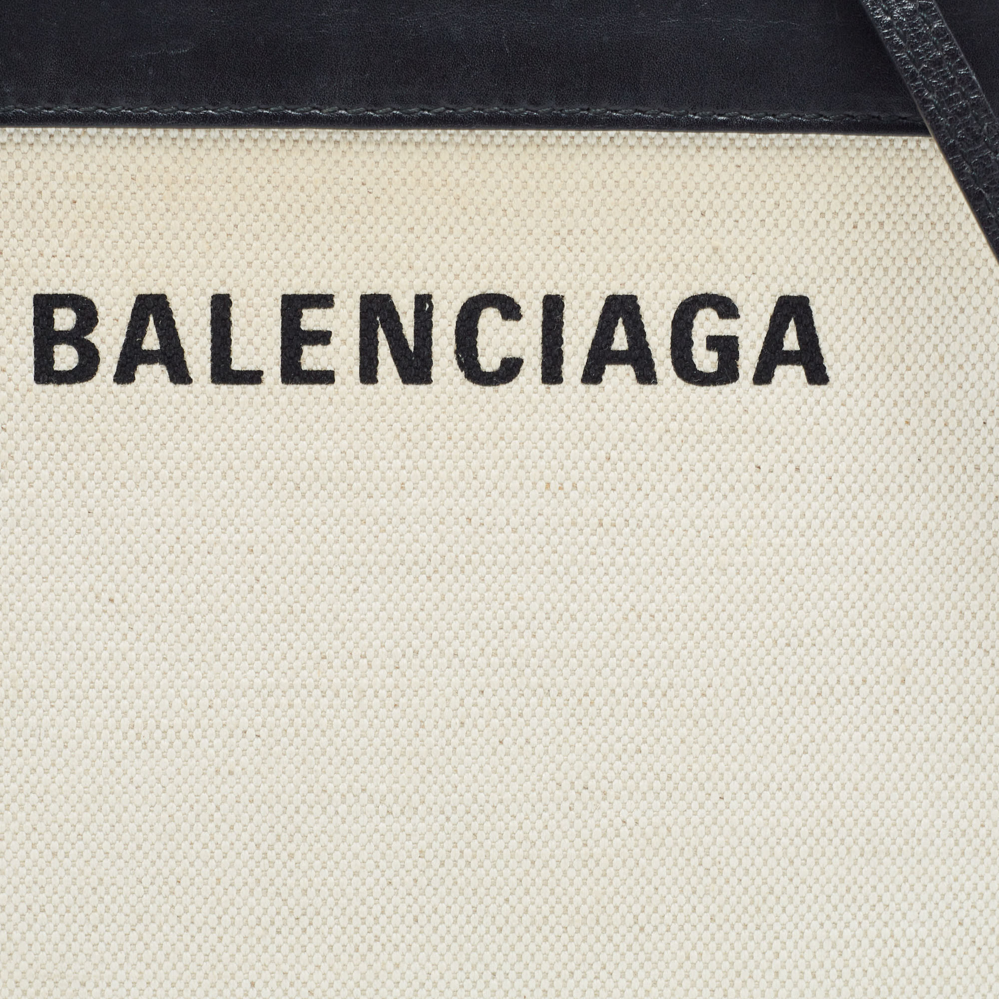 Balenciaga Black/Off-White Canvas And Leather Navy Pochette Crossbody Bag