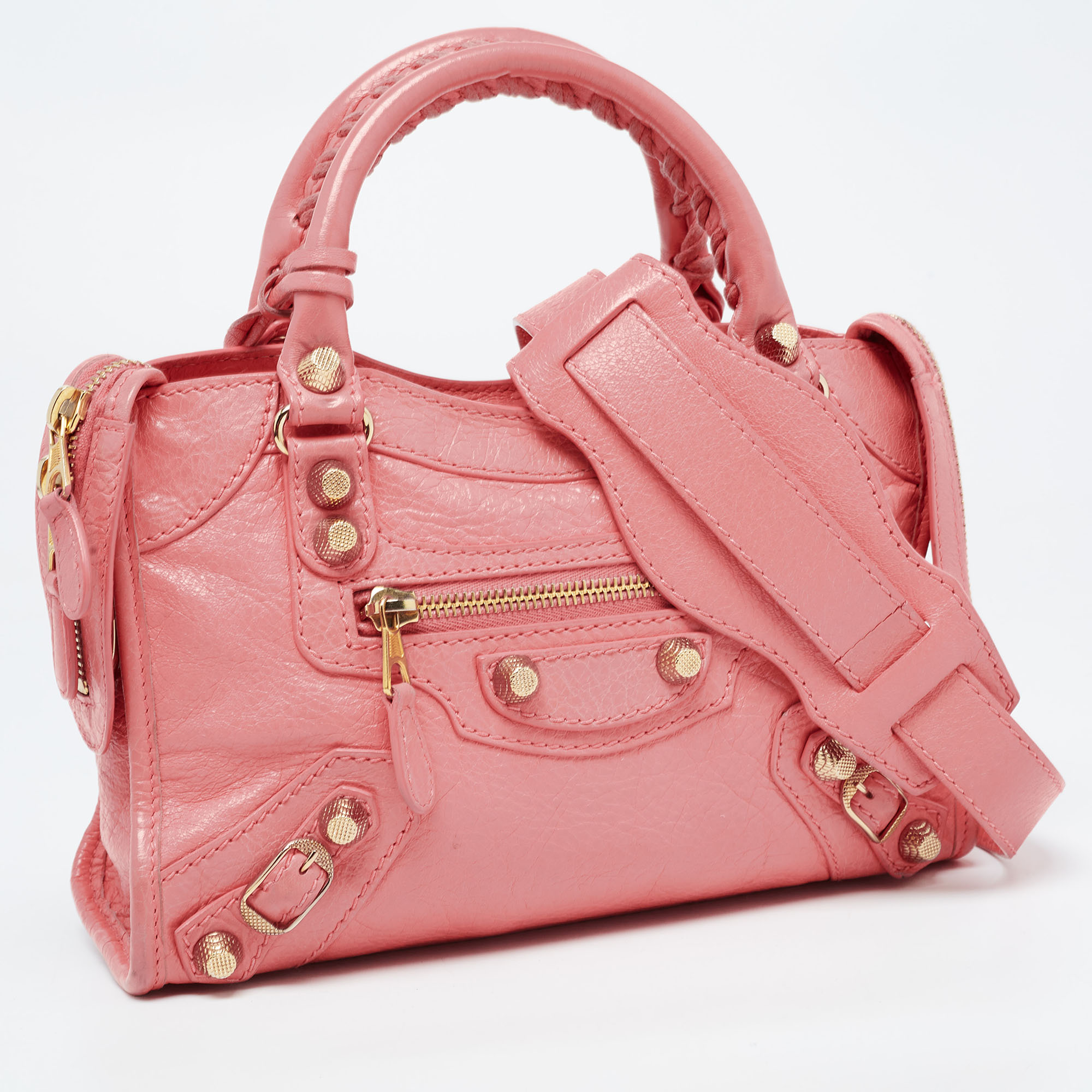 Balenciaga Coral Pink Leather Mini Classic City Bag