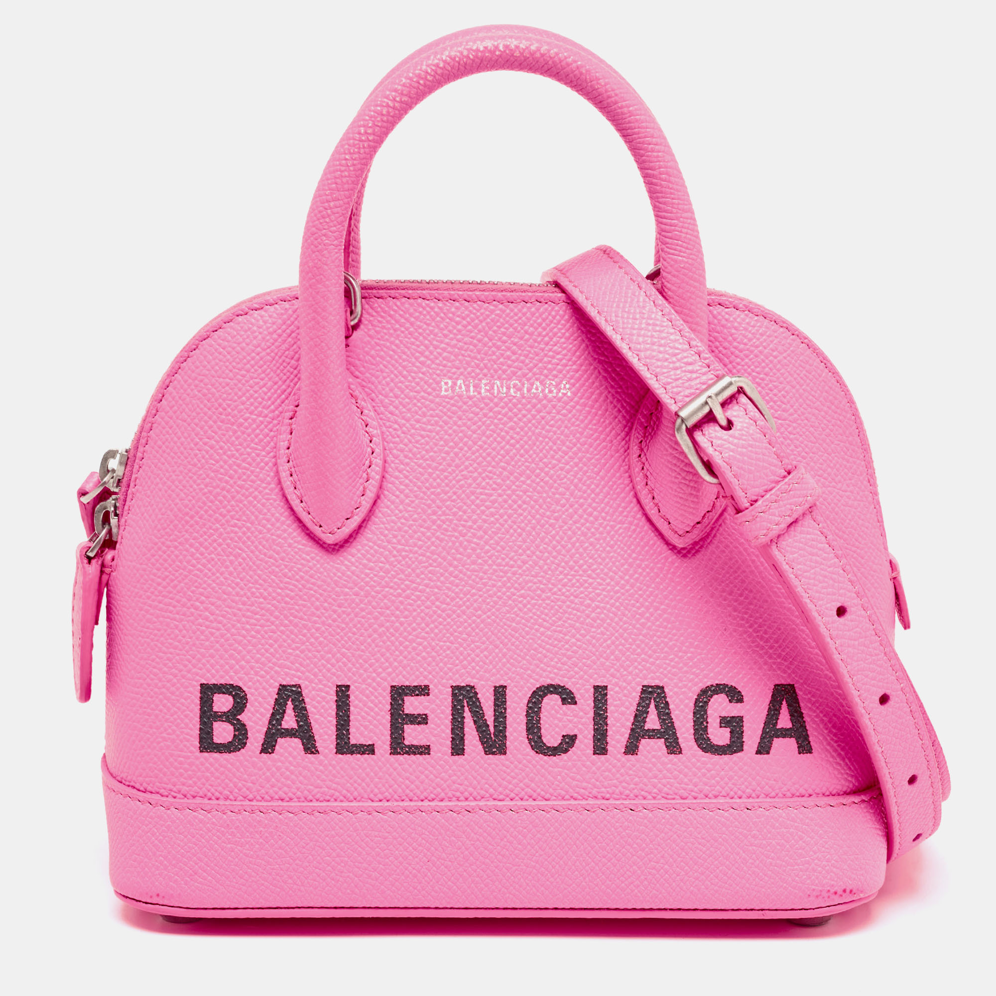 Balenciaga Neon Pink Leather XXS Ville Satchel
