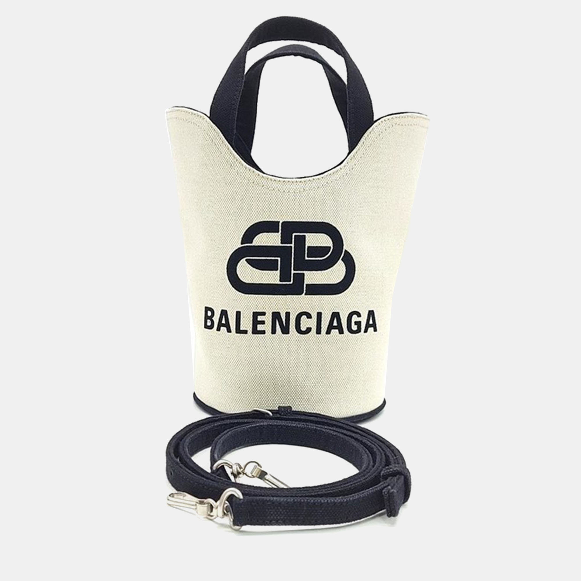 Balenciaga ivory/black wave xs shoulder bag