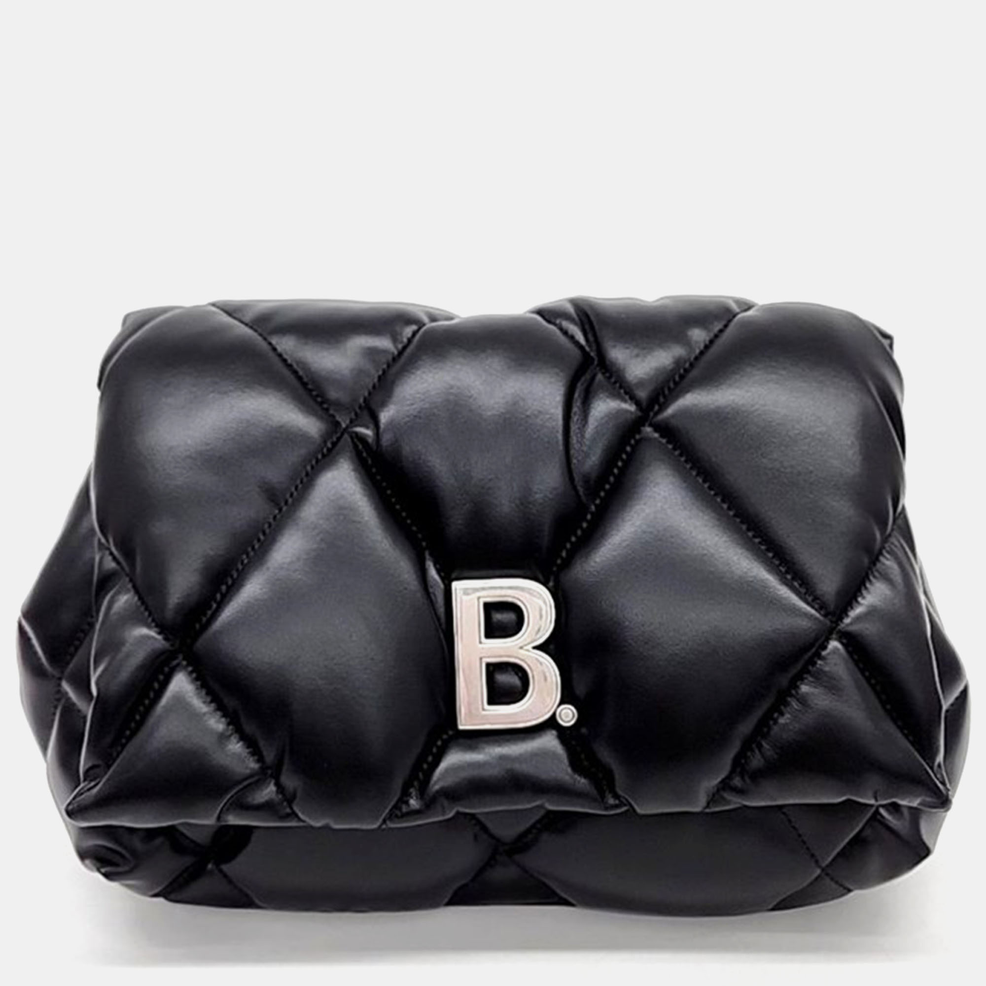 Balenciaga black b logo puffy clutch bag