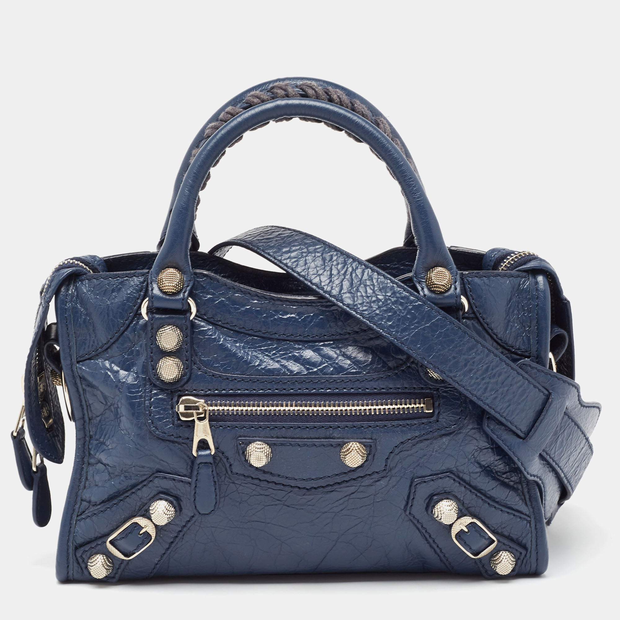Balenciaga blue leather mini classic city bag