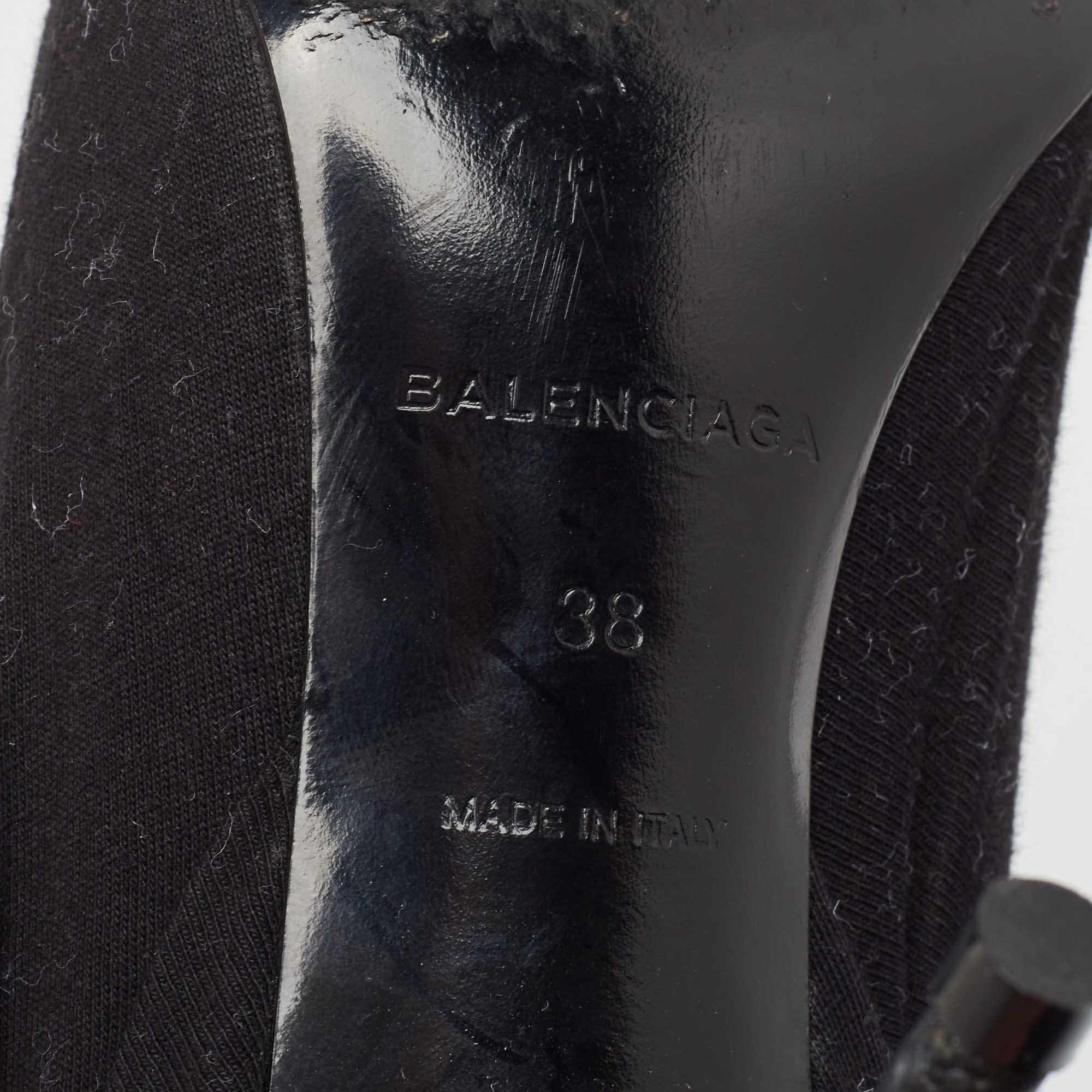 Balenciaga Black Logo Print Fabric Knife Pumps Size 38