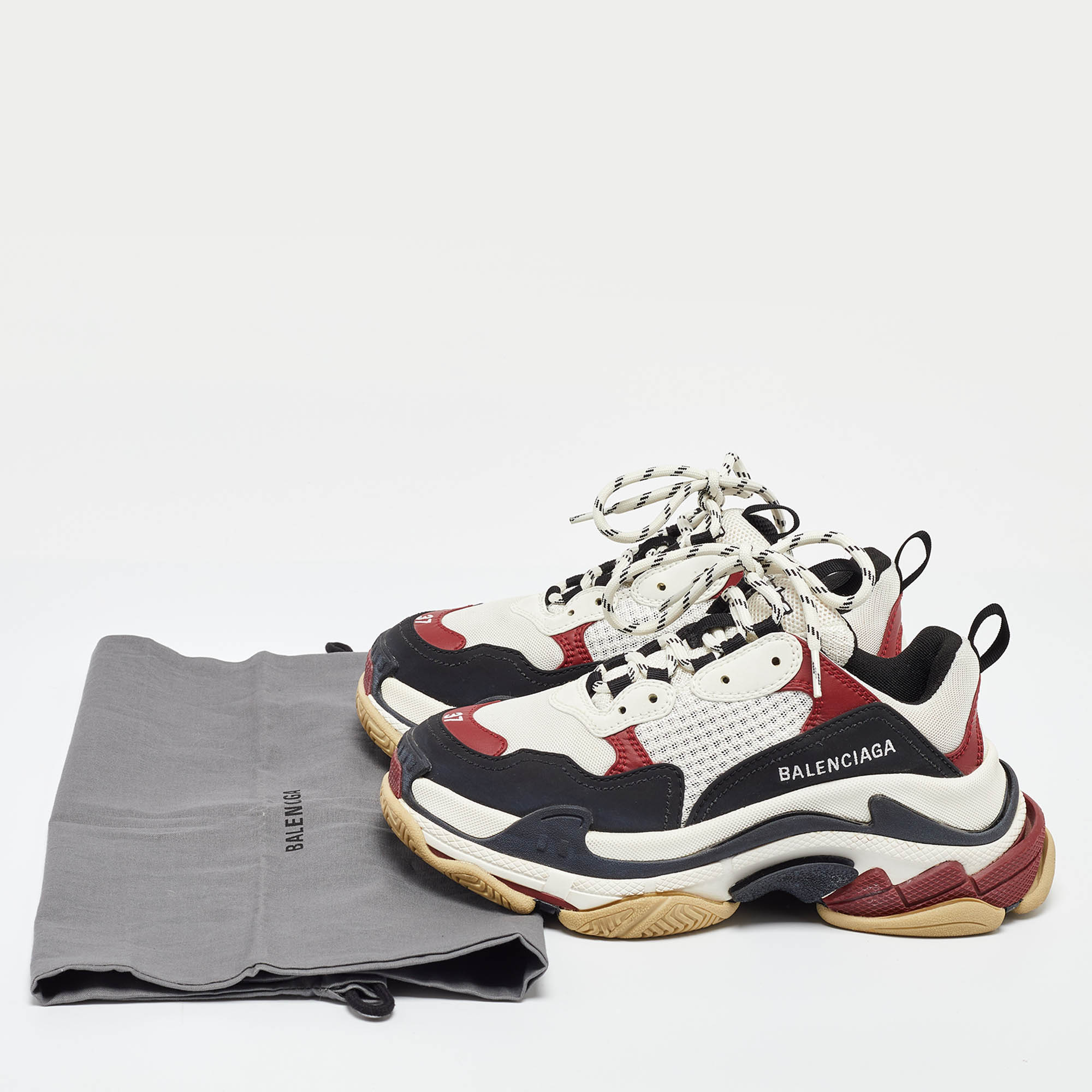 Balenciaga Multicolor Faux Leather And Mesh Triple S Low Top Sneakers 37