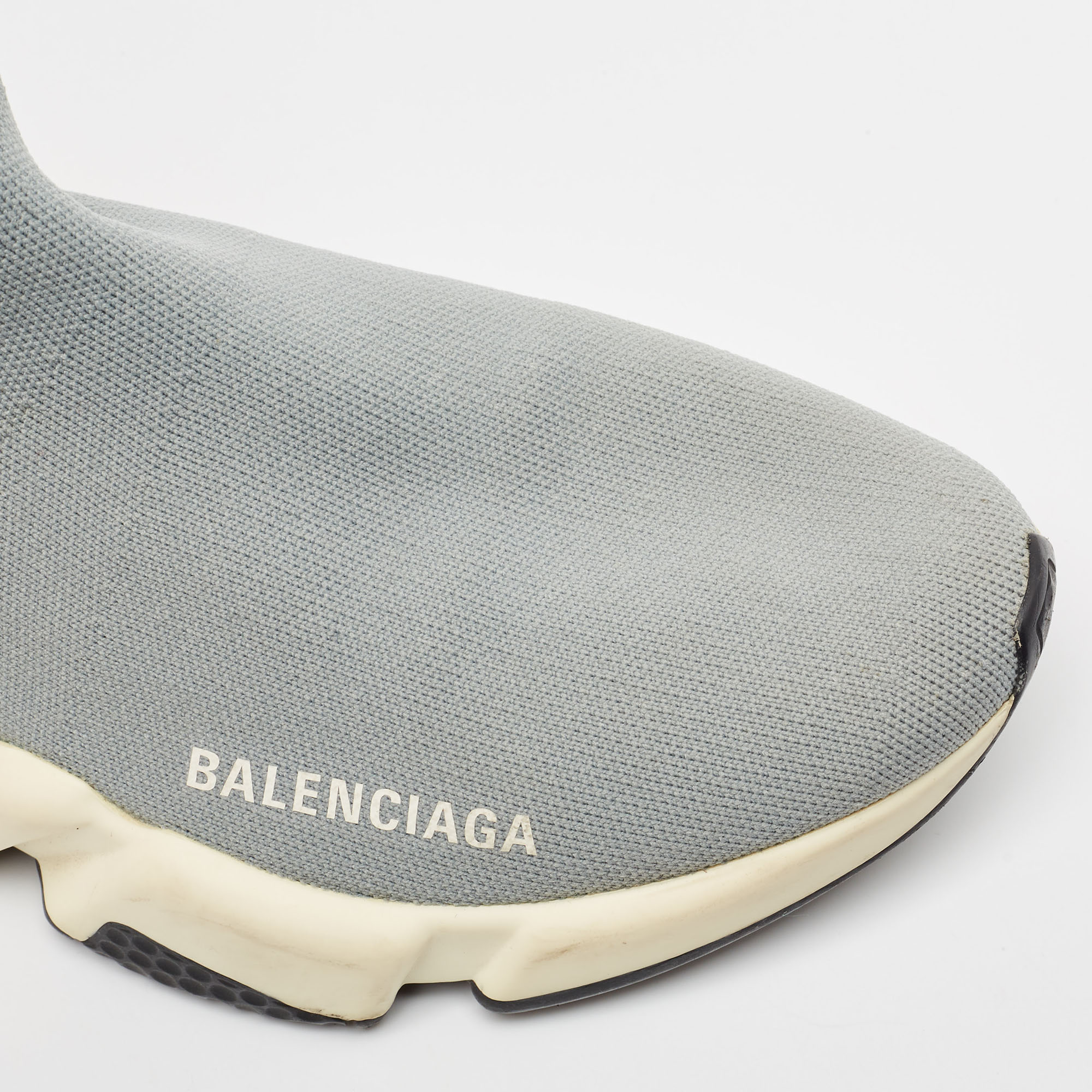 Balenciaga Grey Knit Fabric Speed Trainer Slip On Sneakers Size 39