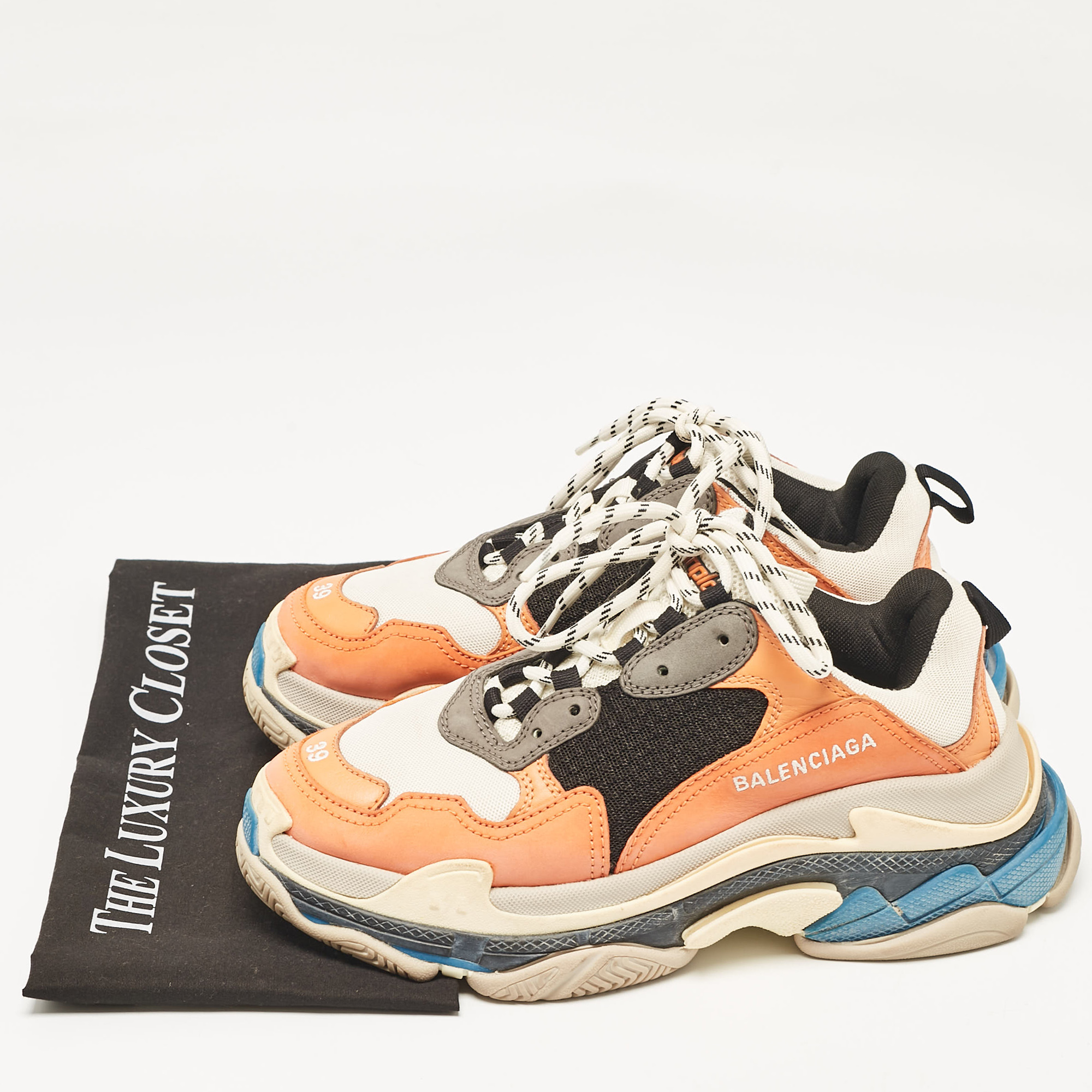 Balenciaga Multicolor Mesh And Leather Triple S Sneakers Size 39