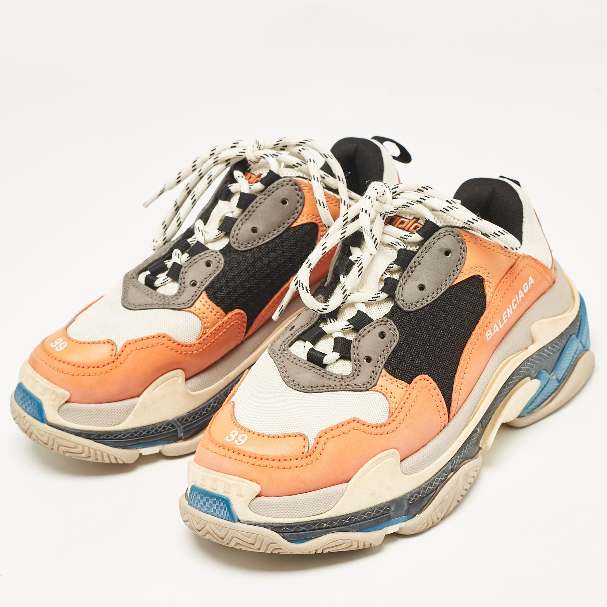 Balenciaga Multicolor Mesh And Leather Triple S Sneakers Size 39