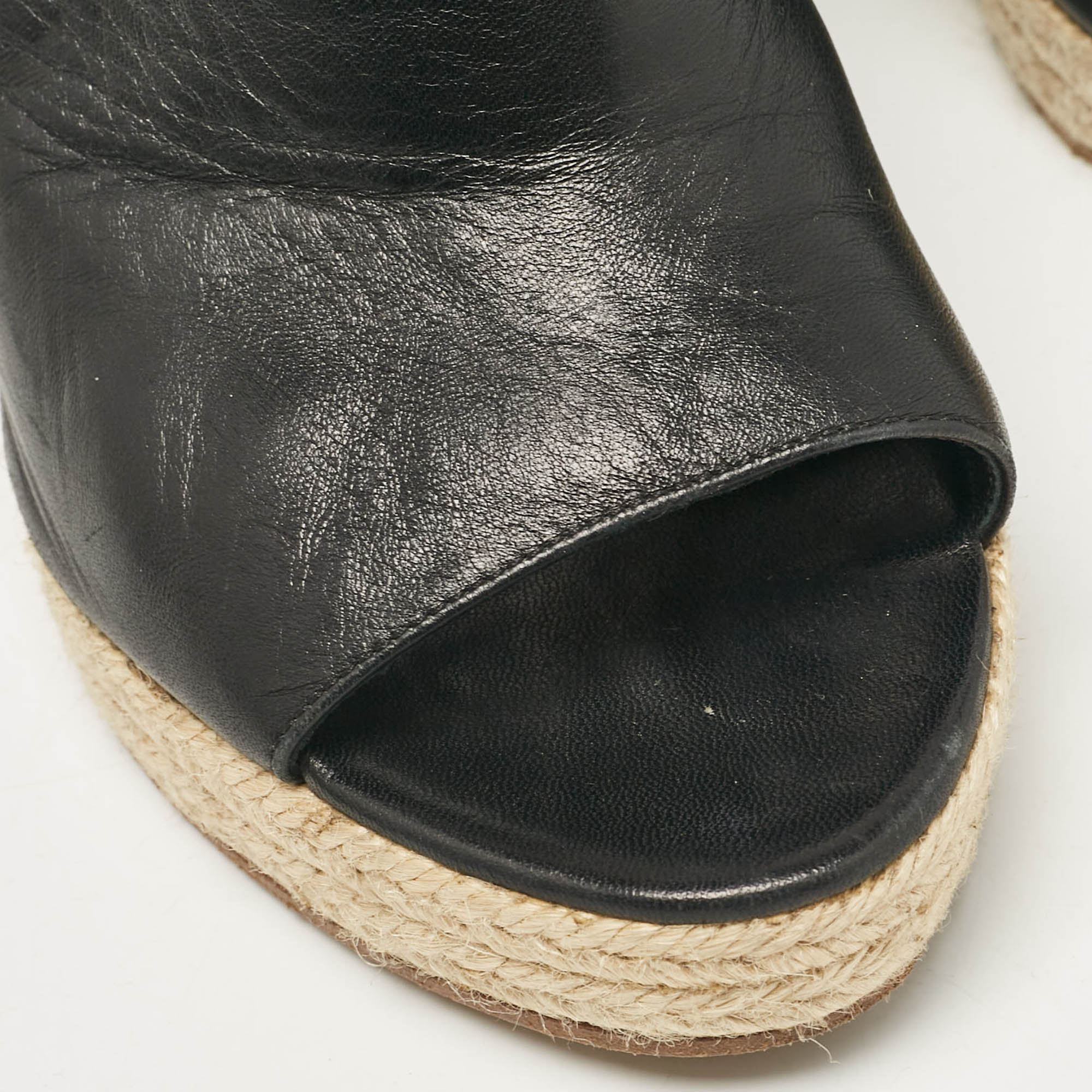 Balenciaga Black Leather Glove Espadrille Wedge Sandals Size 41