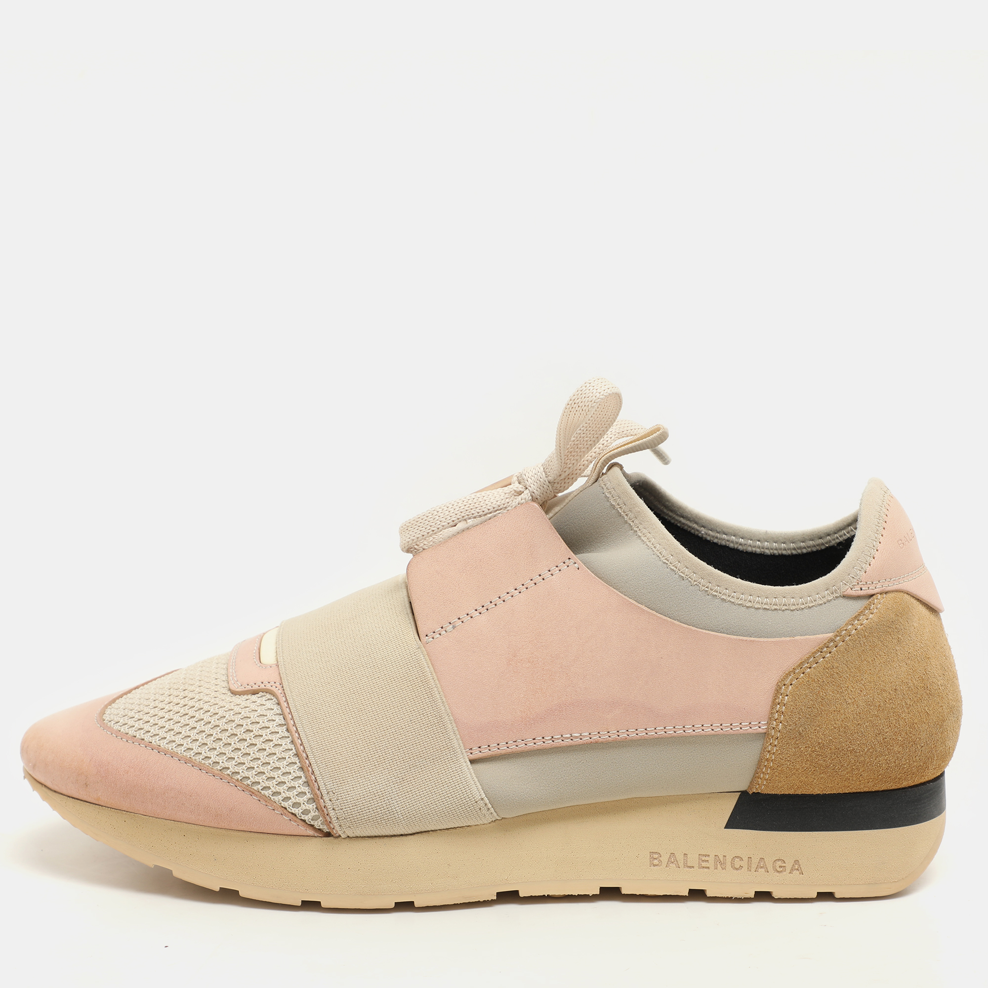 Balenciaga Pink/Beige Neoprene And Leather Race Runner Sneakers Size
Balenciaga Pink/Beige Neoprene And Leather Race Runner Sneakers Size