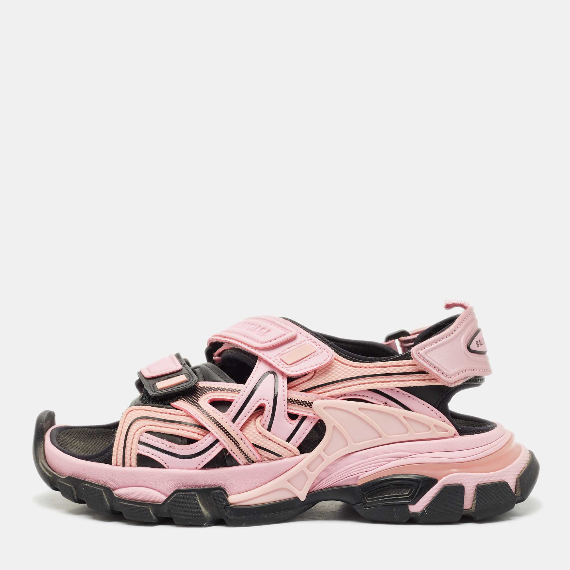 Balenciaga Pink/Black Rubber and Faux Leather Track Sandals Size
Balenciaga Pink/Black Rubber and Faux Leather Track Sandals Size