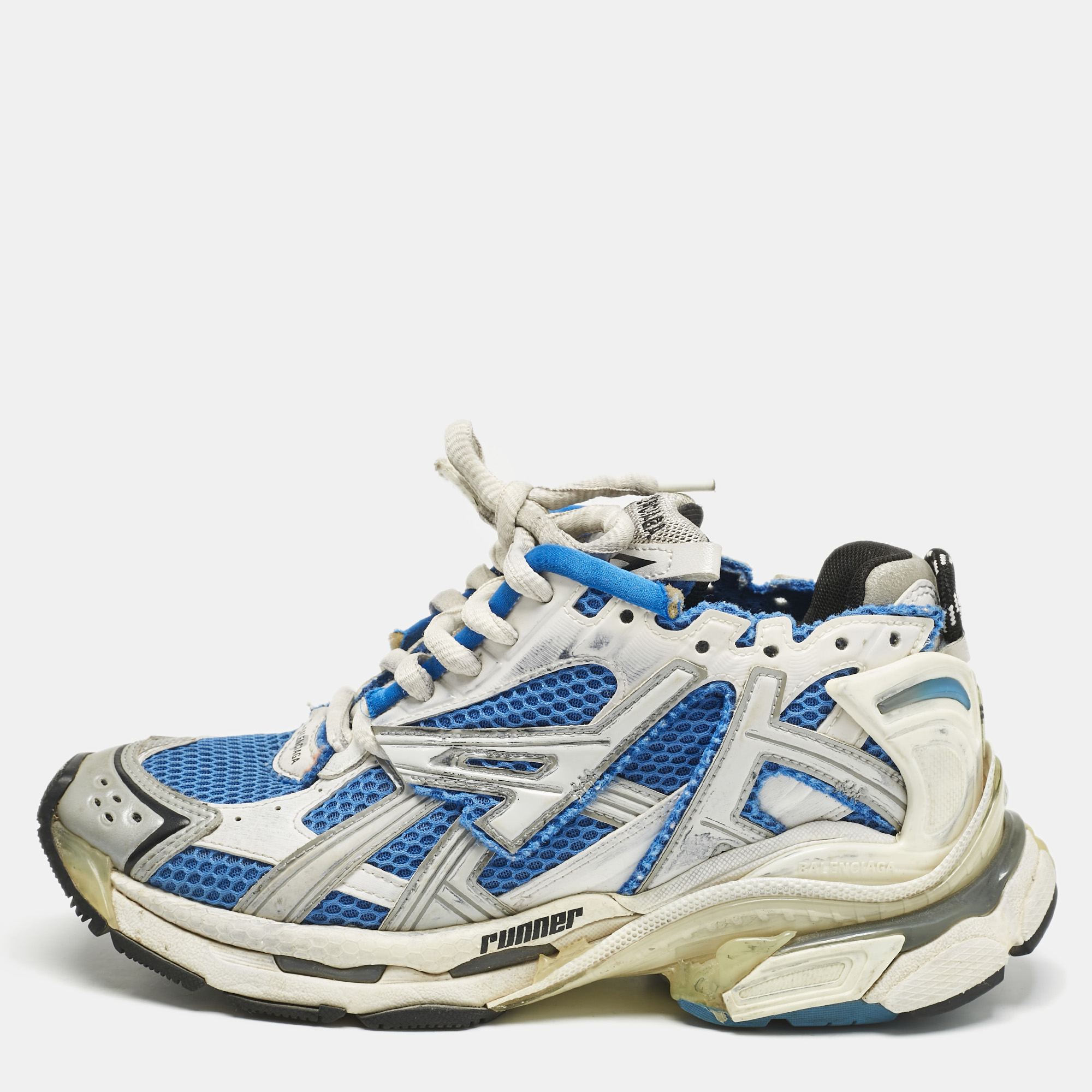 Balenciaga Blue/White Faux Leather and Mesh Track Low Top Sneakers Size
Balenciaga Blue/White Faux Leather and Mesh Track Low Top Sneakers Size