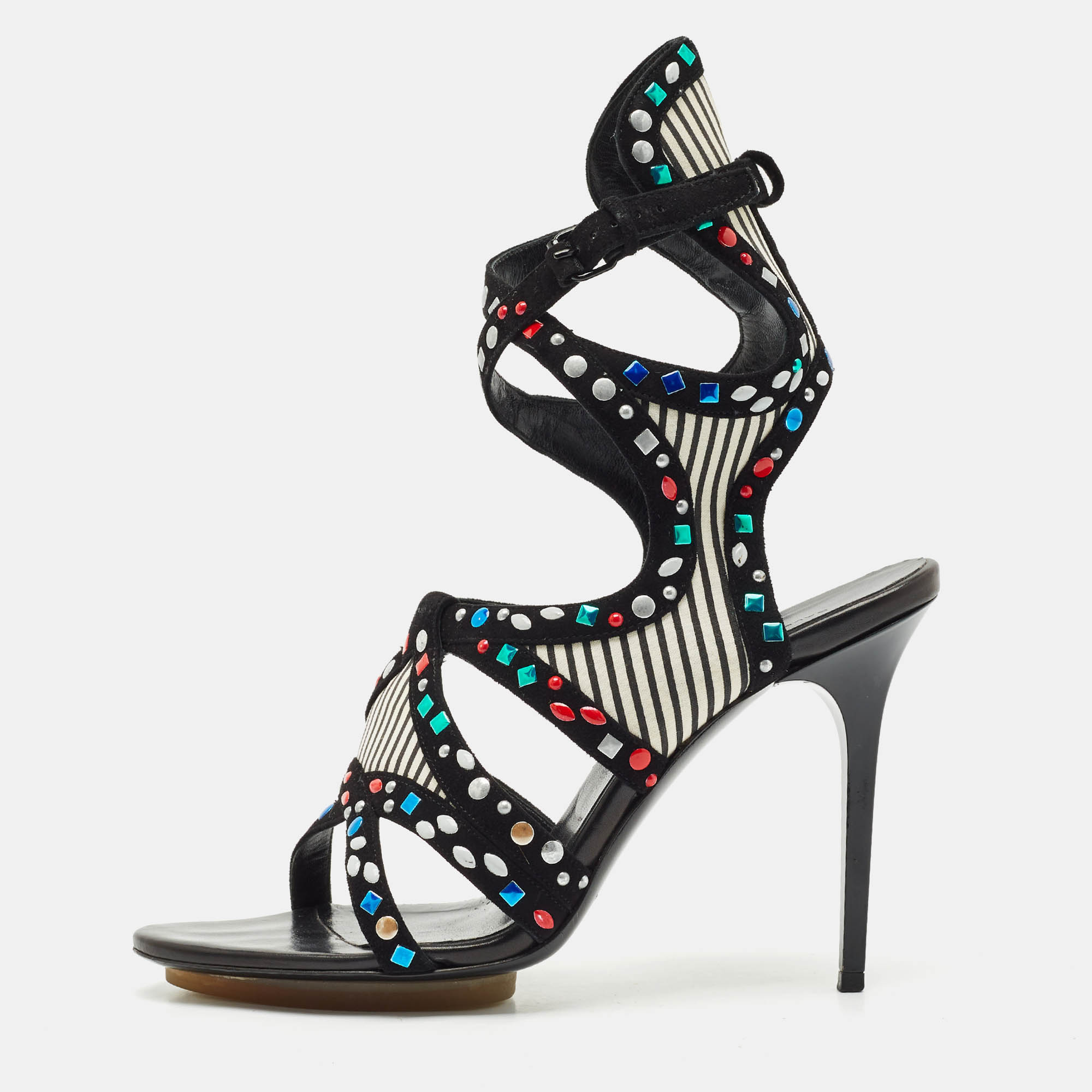 Balenciaga Multicolor Suede and Leather Cutout Ankle Wrap Sandals Size, Black
Balenciaga Multicolor Suede and Leather Cutout Ankle Wrap Sandals Size, Black