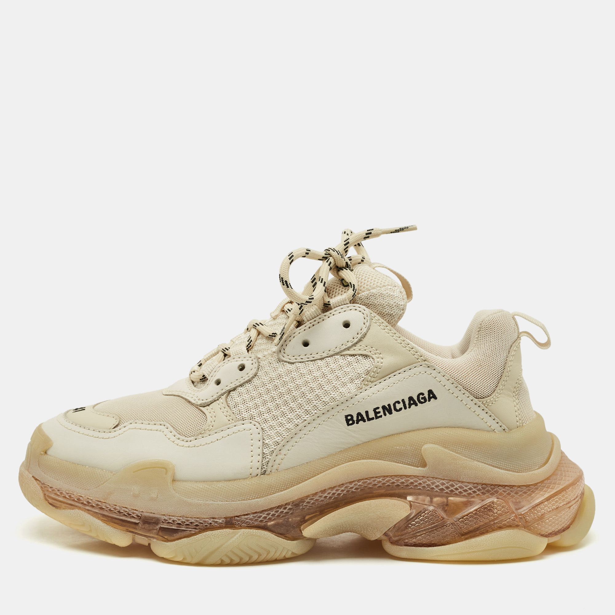 Balenciaga Beige Leather and Mesh Triple S Clear Sole Sneakers Size
Balenciaga Beige Leather and Mesh Triple S Clear Sole Sneakers Size