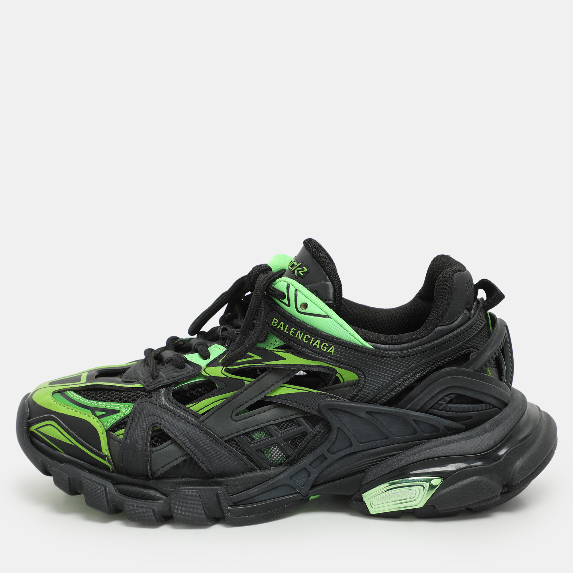 Green Leather and Mesh Track 2 Sneakers Size 37 - Balenciaga - Modalova
