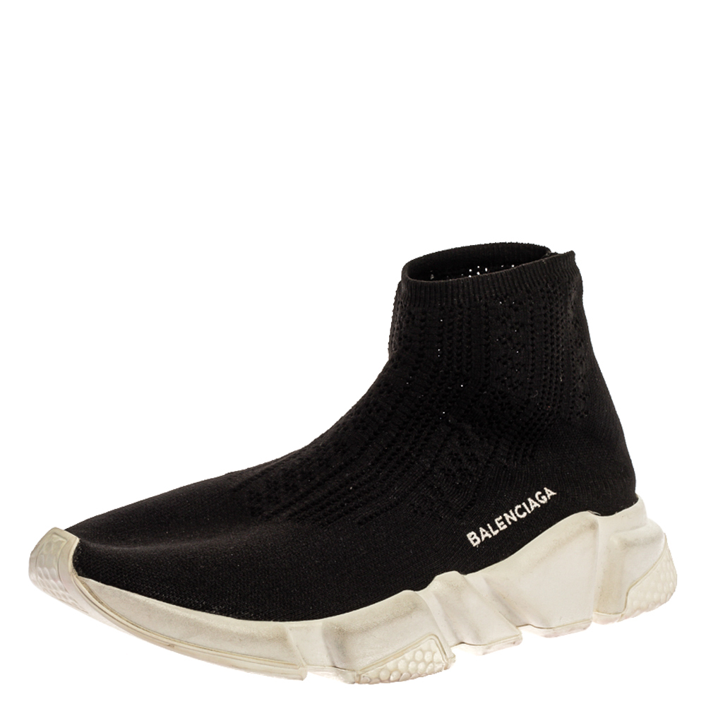 Image of Balenciaga Black Knit Fabric Sock Sneakers Size
