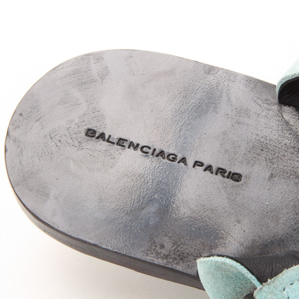 Balenciaga Light Blue Suede And Stingray Sandals Size 37.5