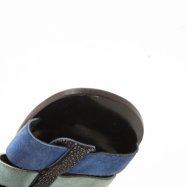 Balenciaga Light Blue Suede And Stingray Sandals Size 37.5