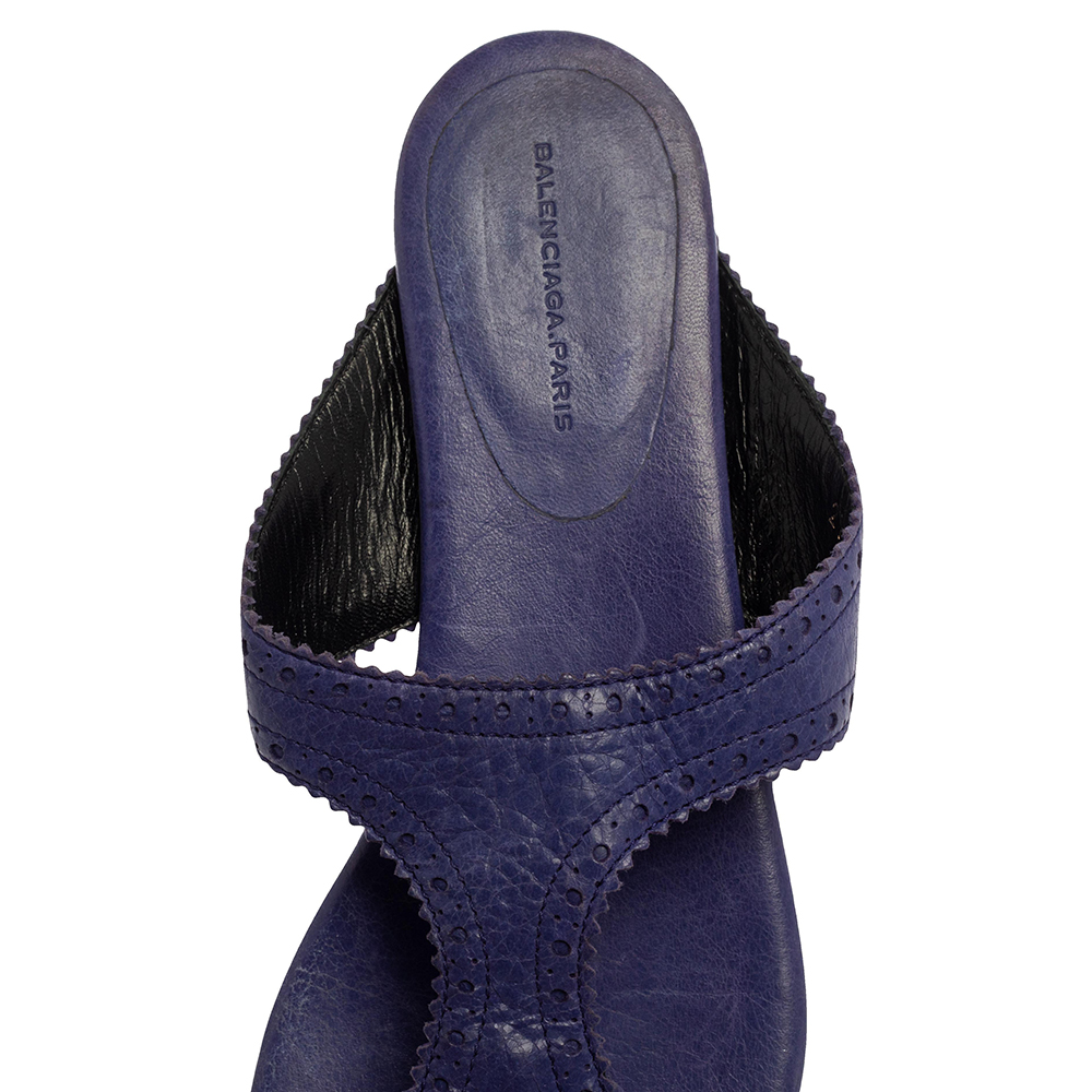 Balenciaga Purple Leather Thong Sandals Size 38