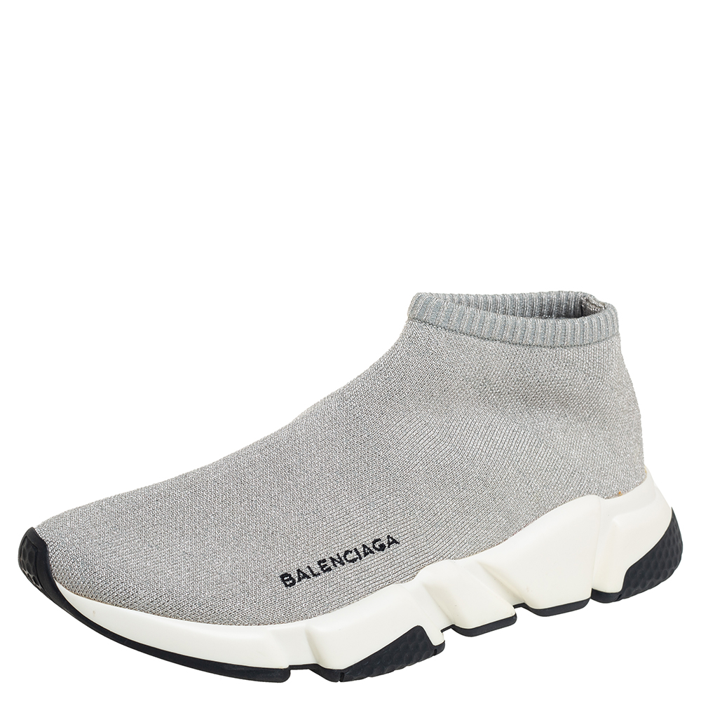 Balenciaga Grey Knit Speed Trainer Sneakers Size 40