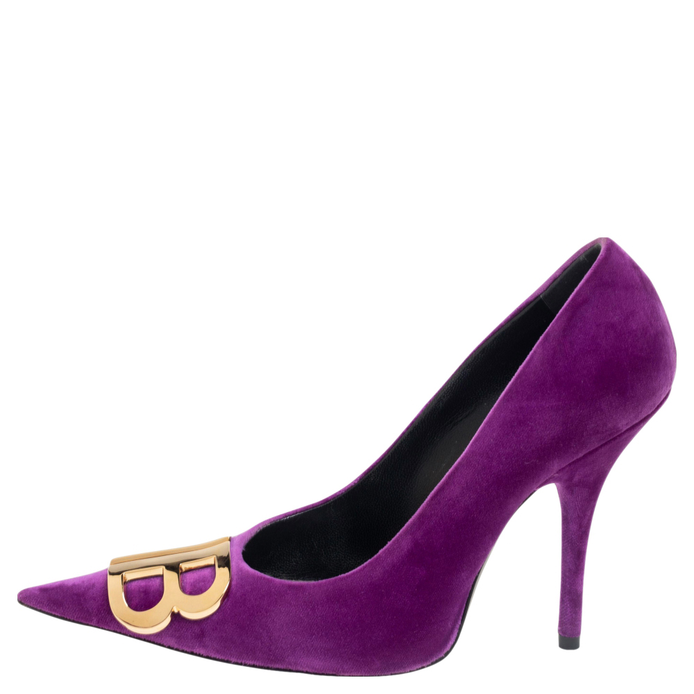 balenciaga purple heels