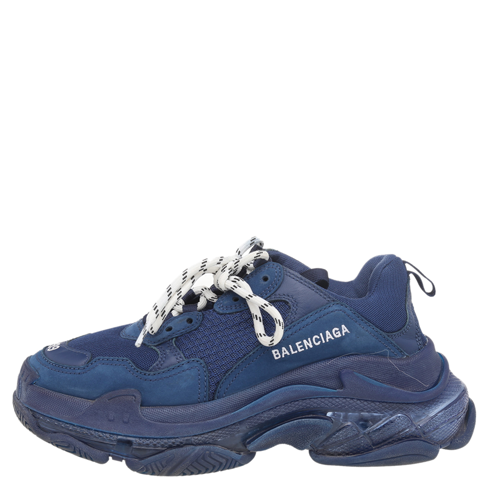 Balenciaga Blue Mesh And Leather Triple S Clear Sole Low Top Sneakers Size
Balenciaga Blue Mesh And Leather Triple S Clear Sole Low Top Sneakers Size