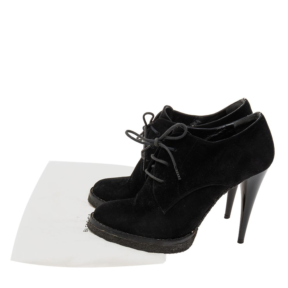 Balenciaga Black Suede Ankle Boots Size 37