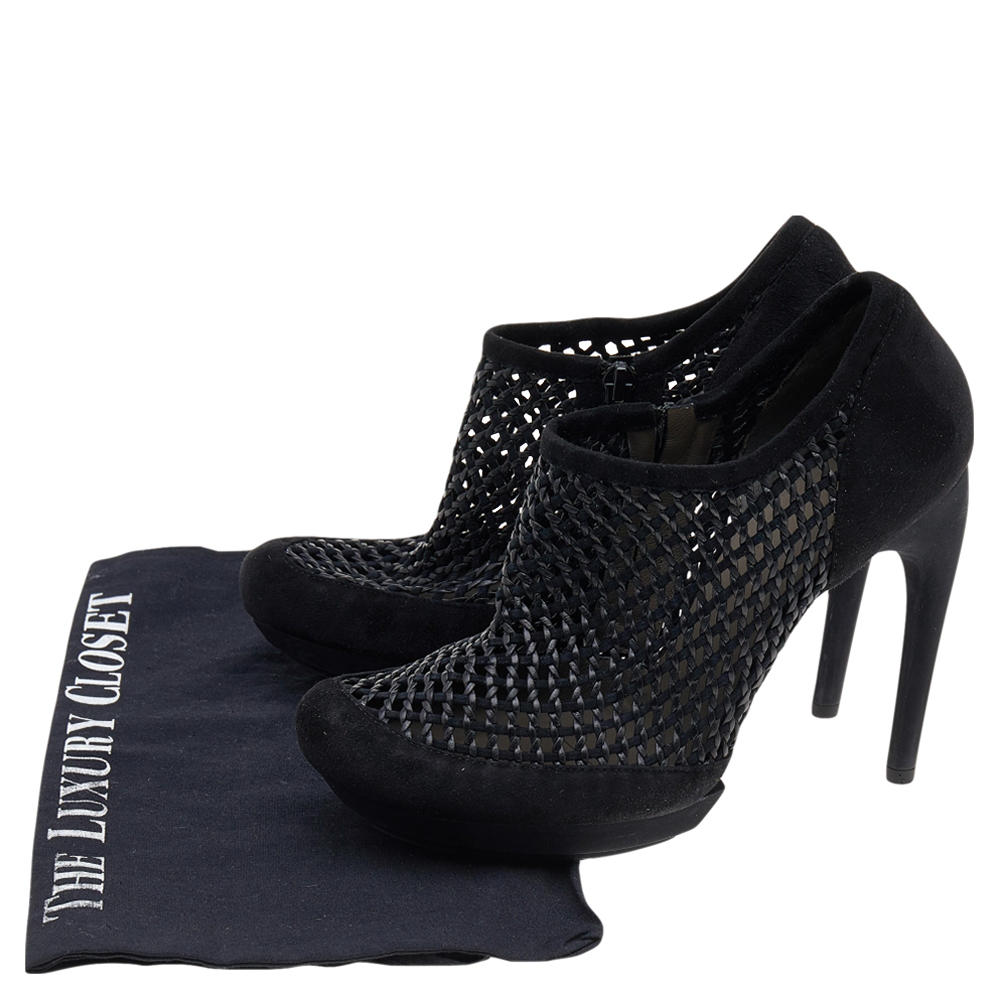 Balenciaga Black Netted Suede Ankle Booties Size 38.5