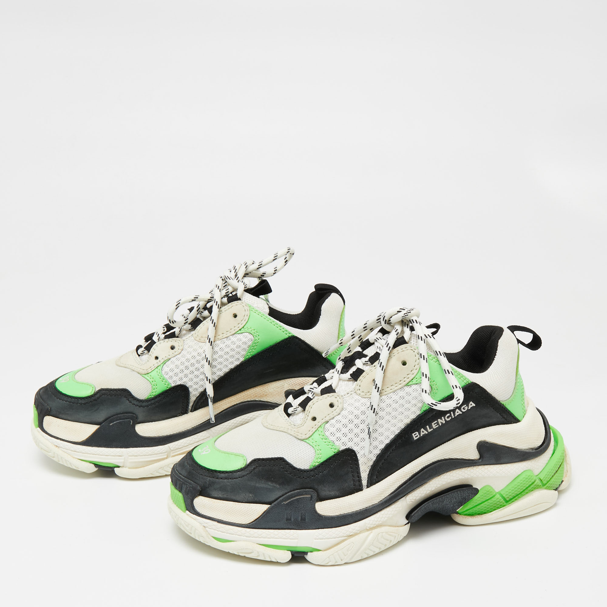 Balenciaga Multicolor Leather And Mesh Triple S Clear Sneakers Size 39