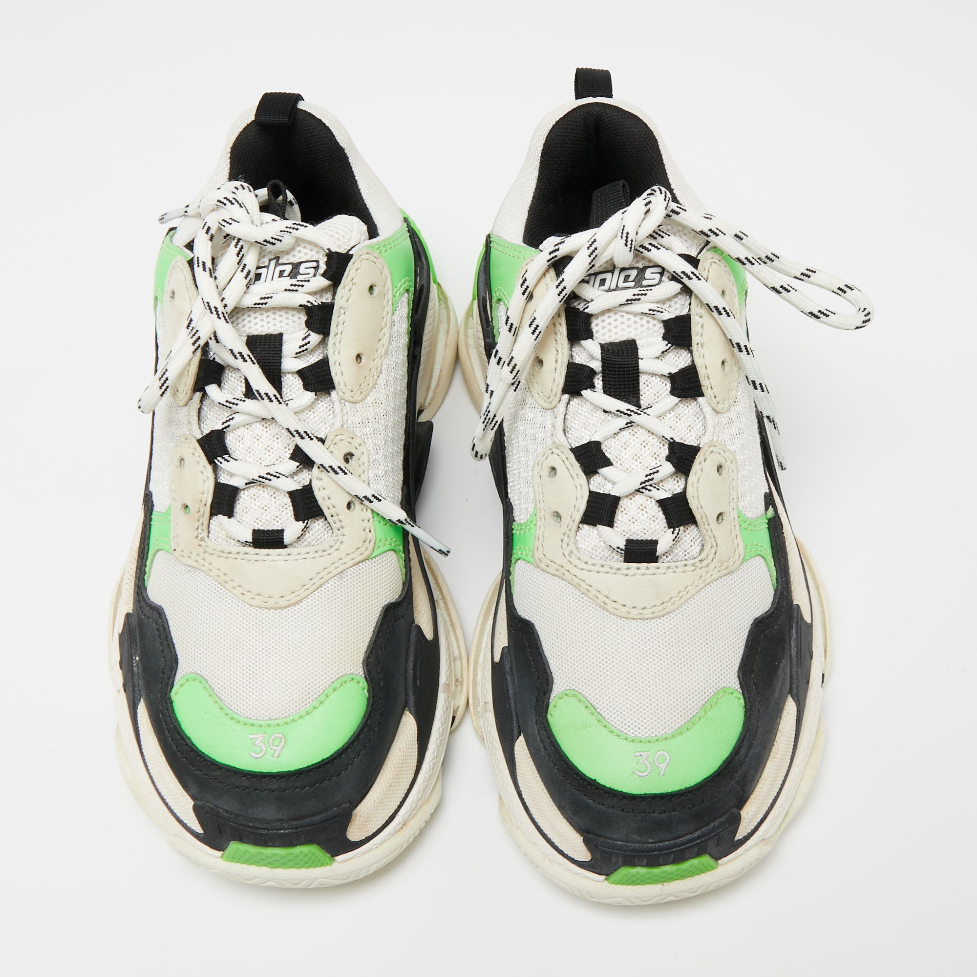 Balenciaga Multicolor Leather And Mesh Triple S Clear Sneakers Size 39