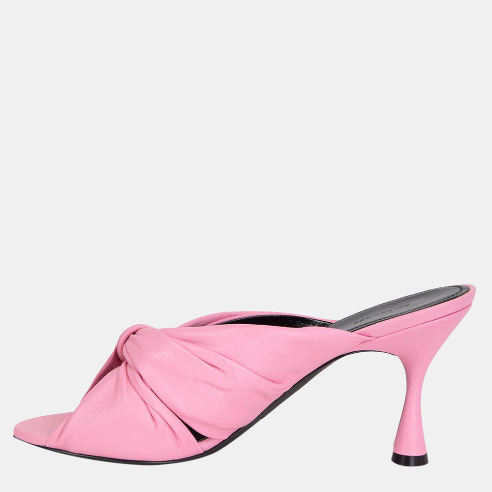 Balenciaga pink leather drapy knot-front mules size eu 38.5