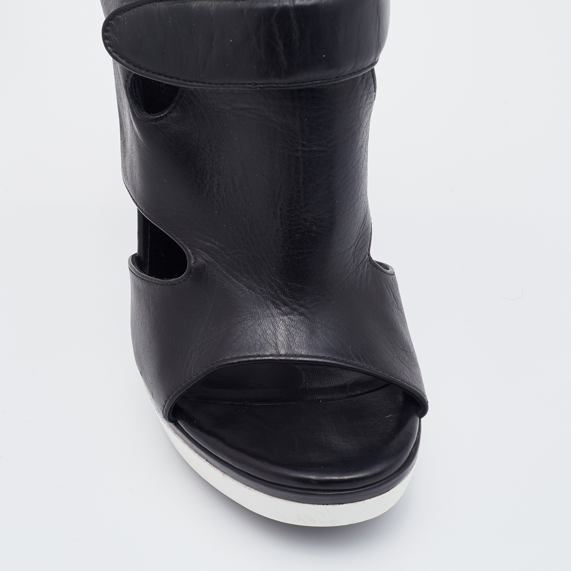 Balenciaga Black Leather Slingback Sandals Size 38.5
