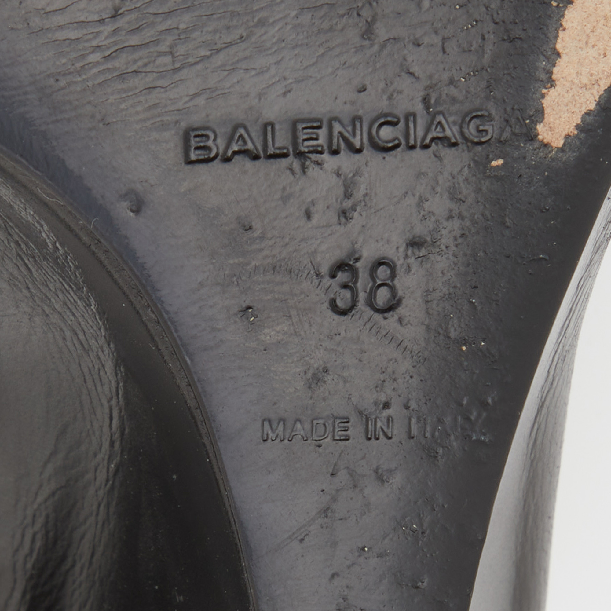 Balenciaga Black Leather Studded Arena Wedge Mules Size 38