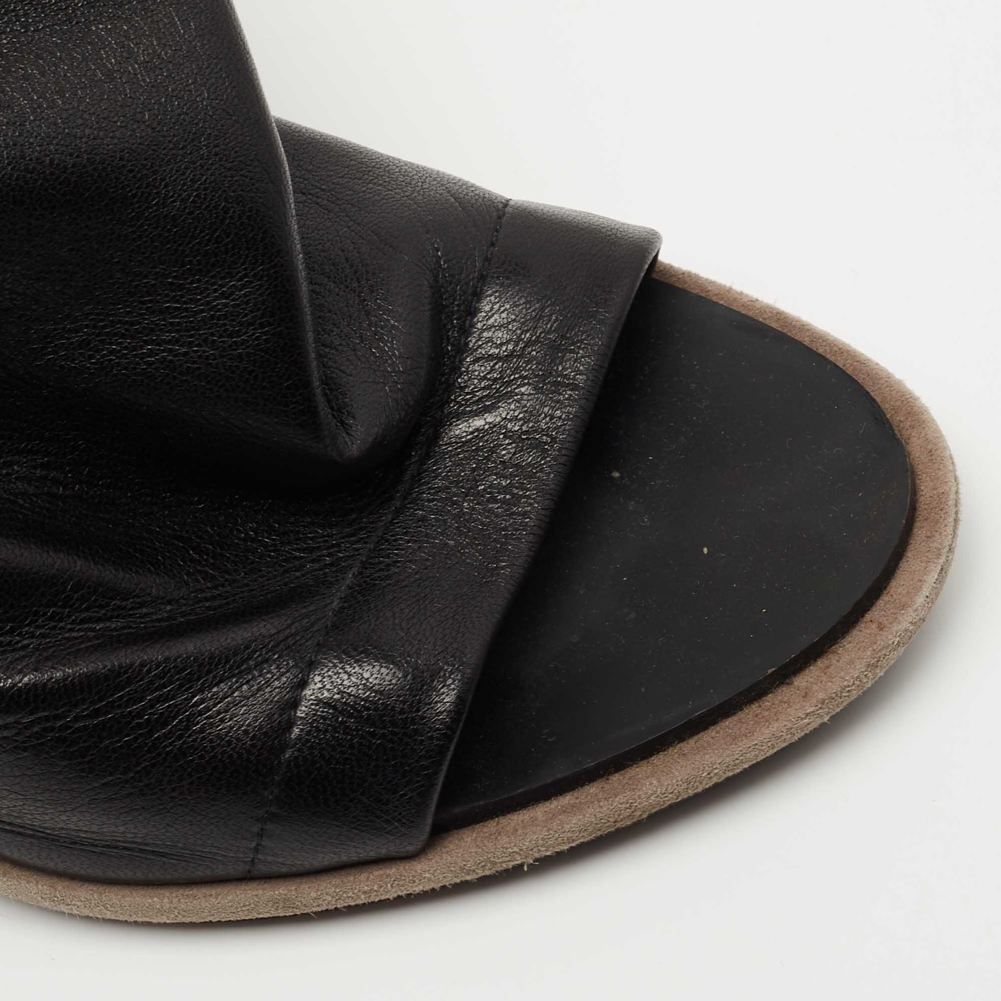 Balenciaga Black Leather Glove Slingback Sandals Size 40